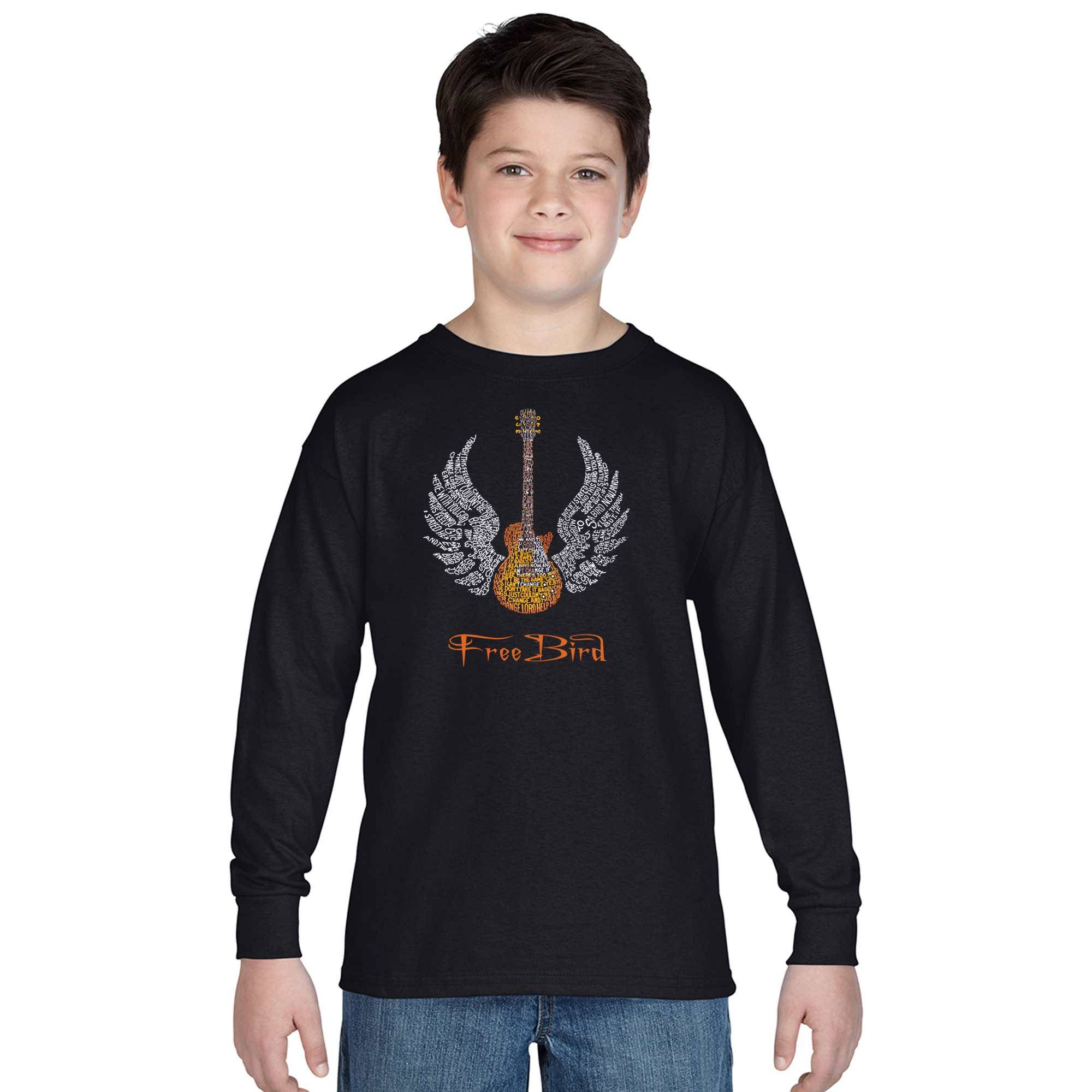 LA Pop Art Boys Long Sleeve T-Shirt -  LYRICS TO FREEBIRD