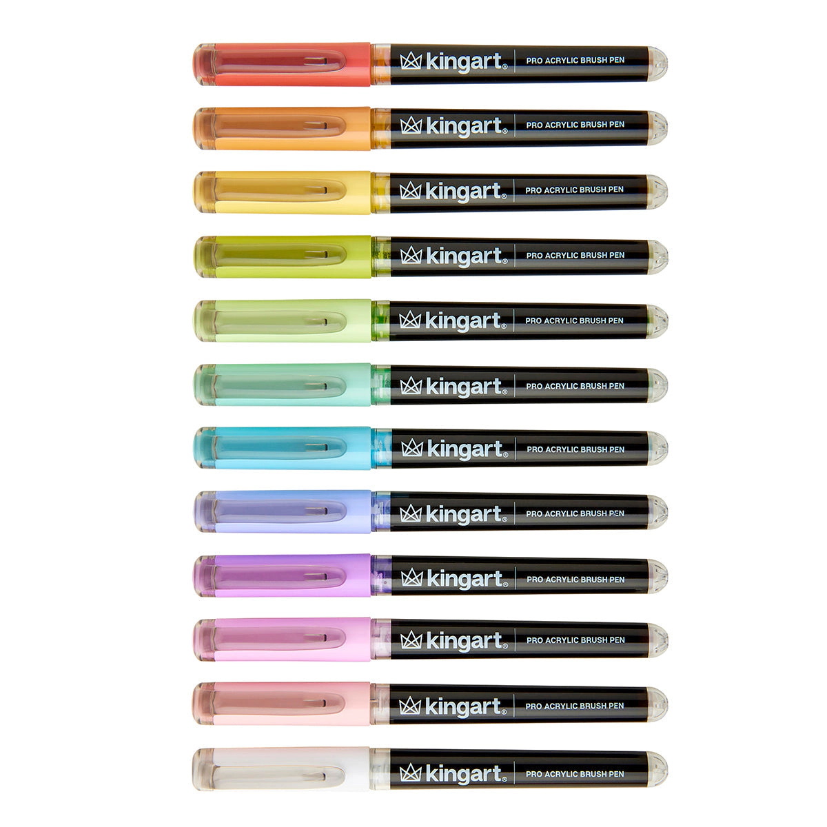 KINGART PRO Acrylic Brush Pens - 12 Pastel Colors