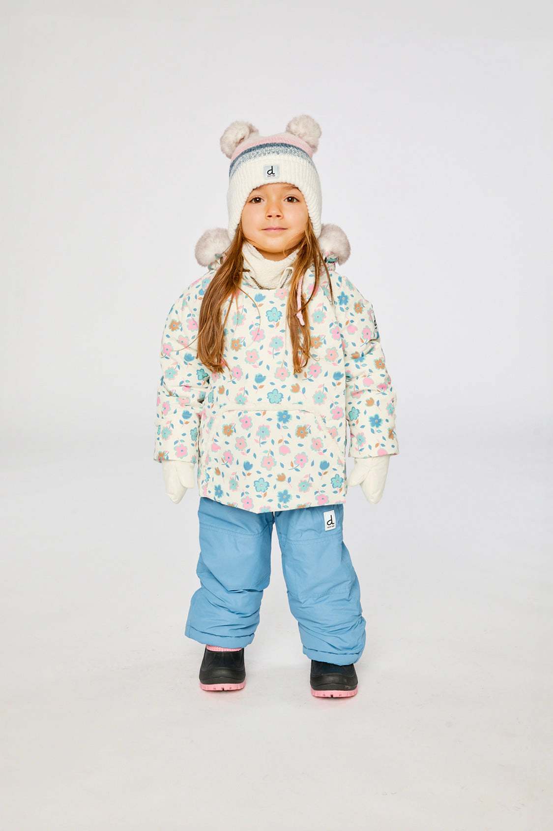Deux par Girls Floral Print Two Piece Snowsuit with Hooded Coat and Snow Pants