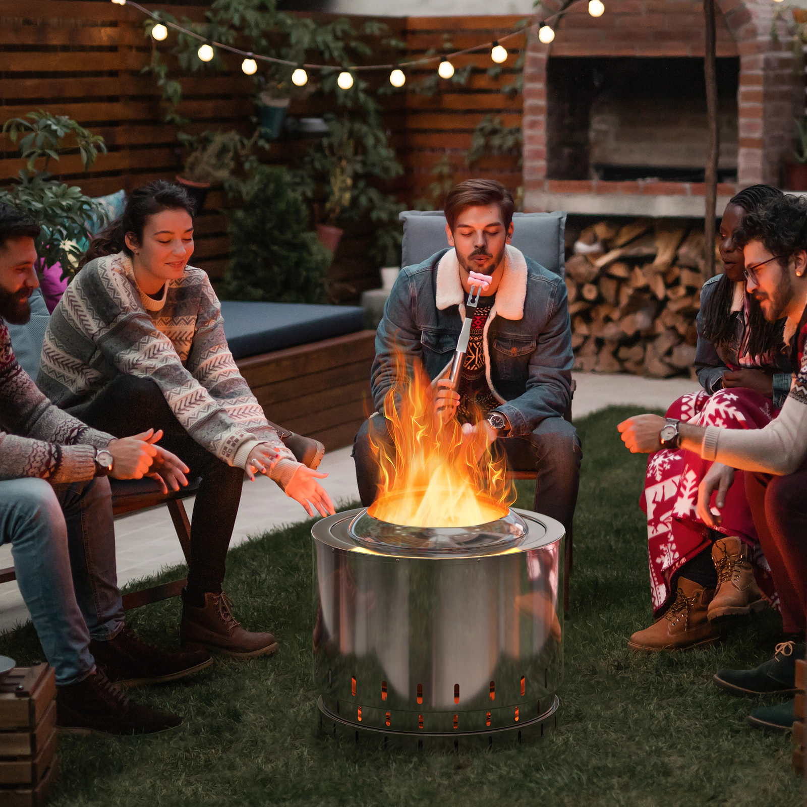 SUGIFT 19.5-in Smokeless Stainless Steel Outdoor Fire Pit with Ash Pan and Waterproof Sunproof Cover