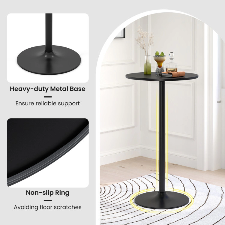 Hivvago 24-Inch Stylish Round End Table with Engineered Wood Top and Black Metal Support