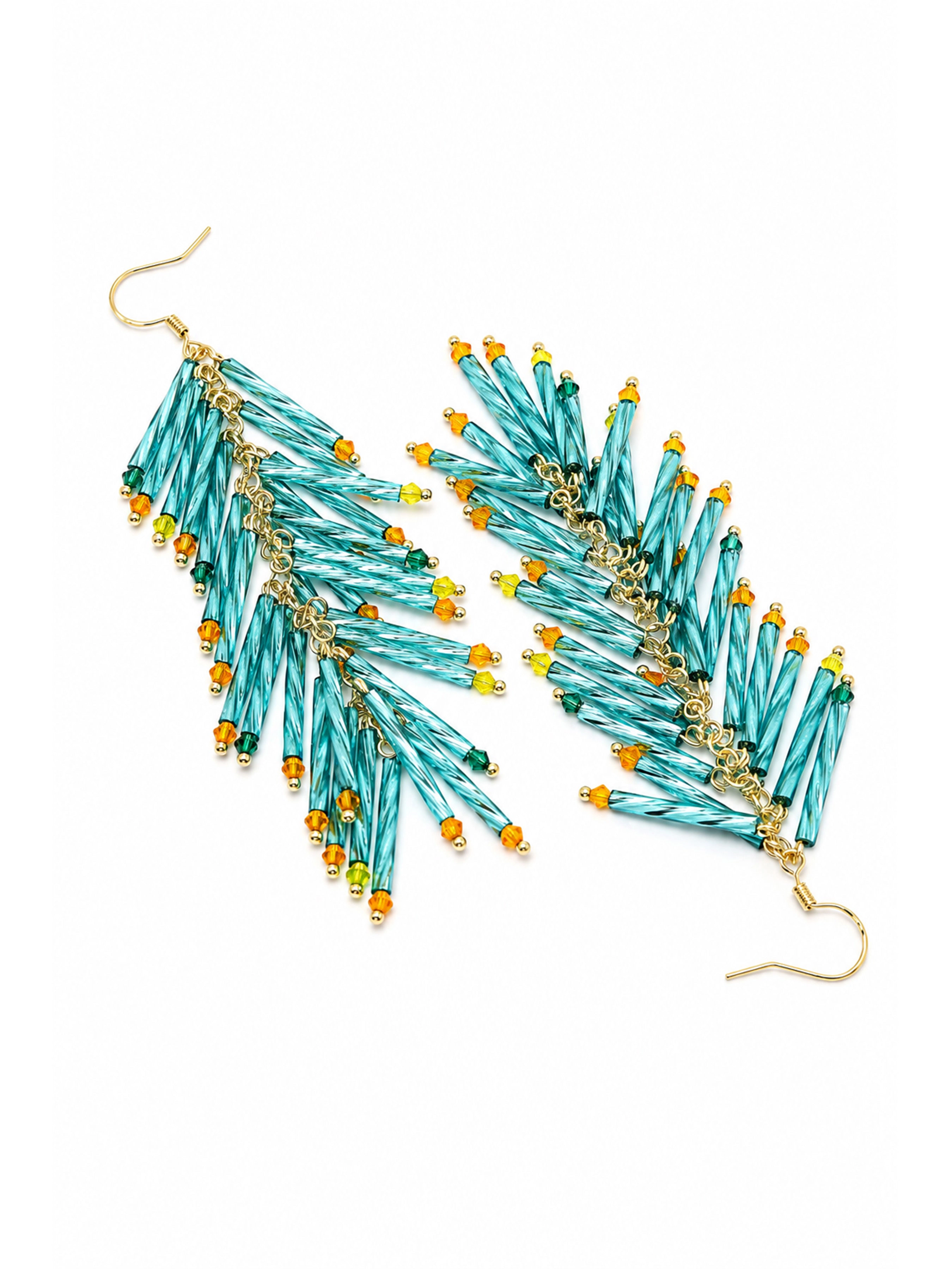 AGP PARIS Womens Blue Beaded Tassel Drop Earrings