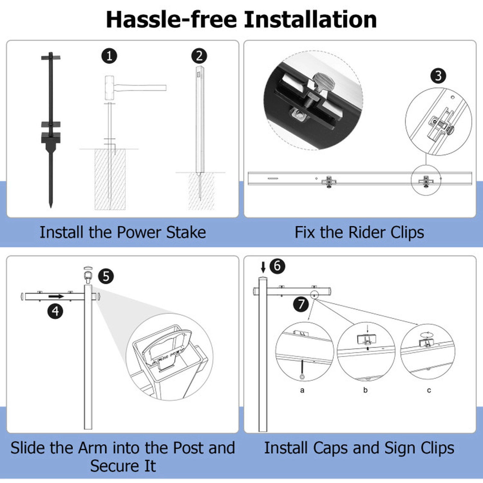 SUGIFT Set of 2 6-Foot UPVC Real Estate Realtor Yard Sign Posts with 72-in Post 36-in Arm and Rider Capacity Black