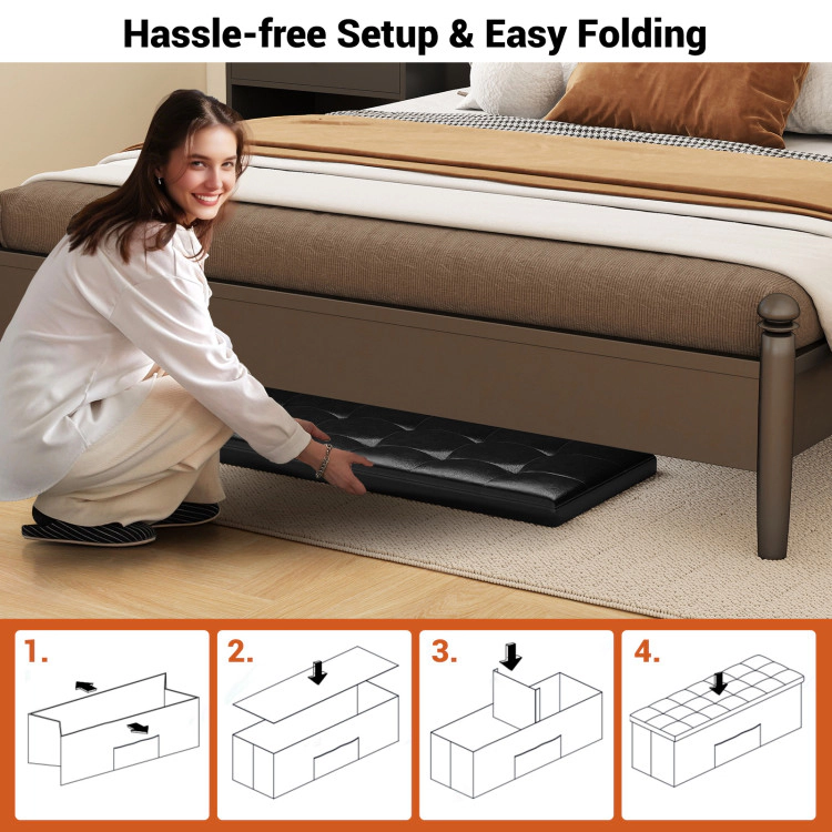 Hivvago Folding Storage Ottoman Bench Foot Rest Stool End of Bed