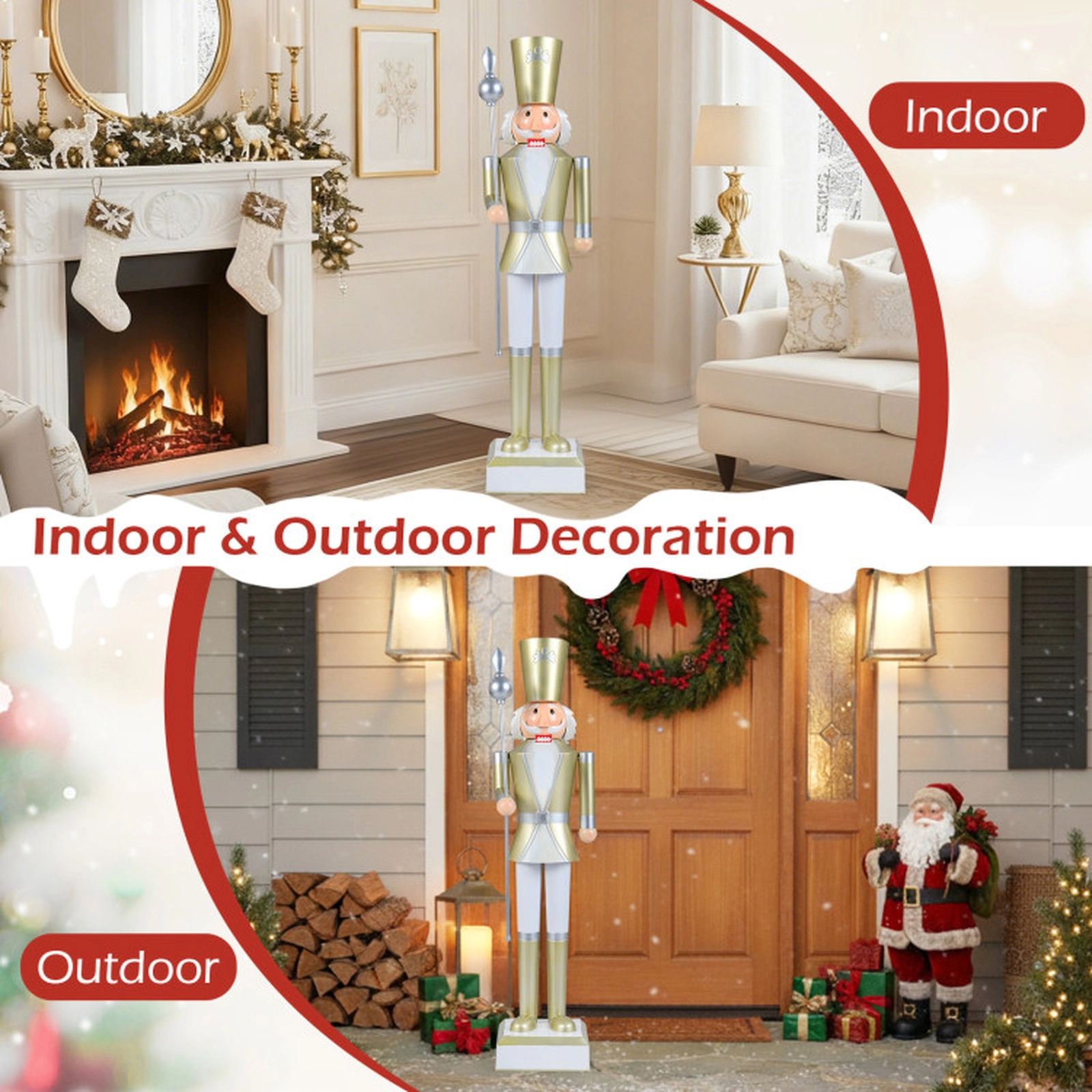 SUGIFT 4-ft Hidden Storage Safety Lock Metal Christmas Nutcracker Figure 10.5-in x 10.5-in Base 8.5-lb White