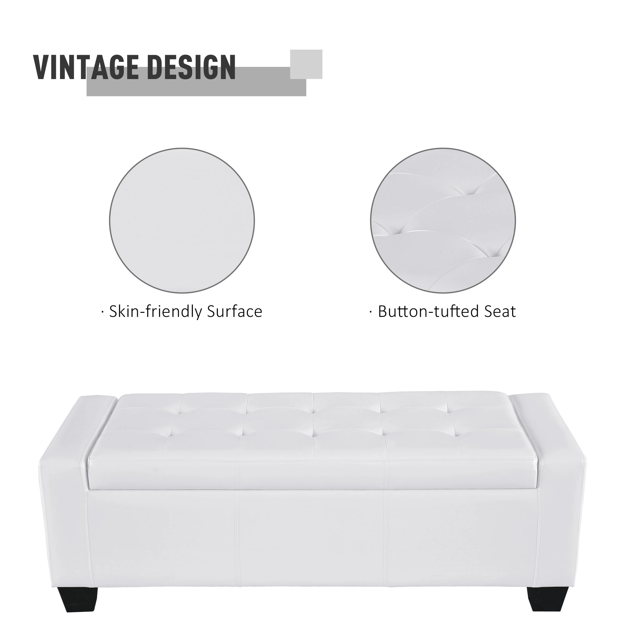 Hivvago 50.5" Tufted Storage Ottoman Rectangular Bench For Home