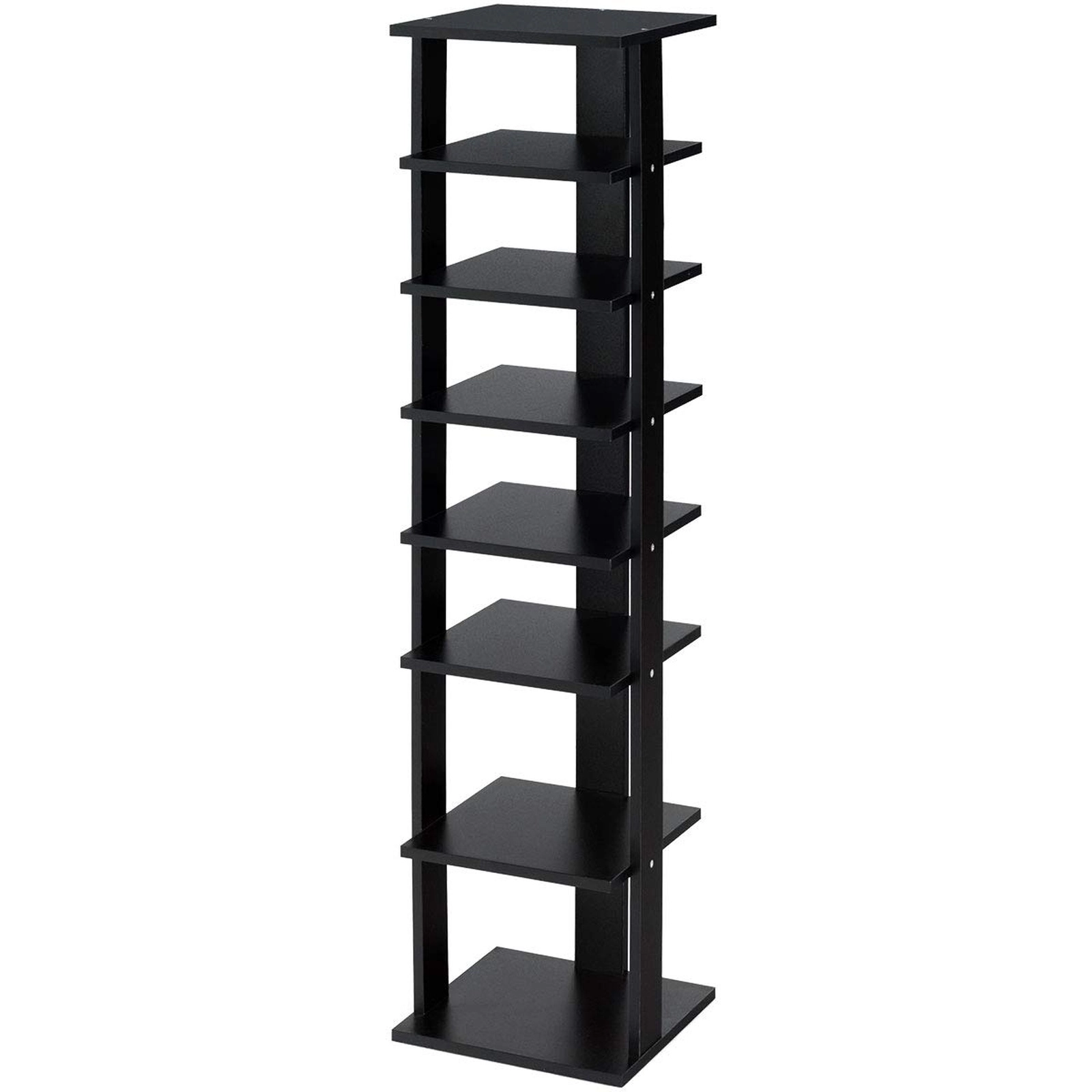 SUGIFT 7-Tier Free Standing MDF Shoe Rack Storage Shelves 43.5-in Tall Black