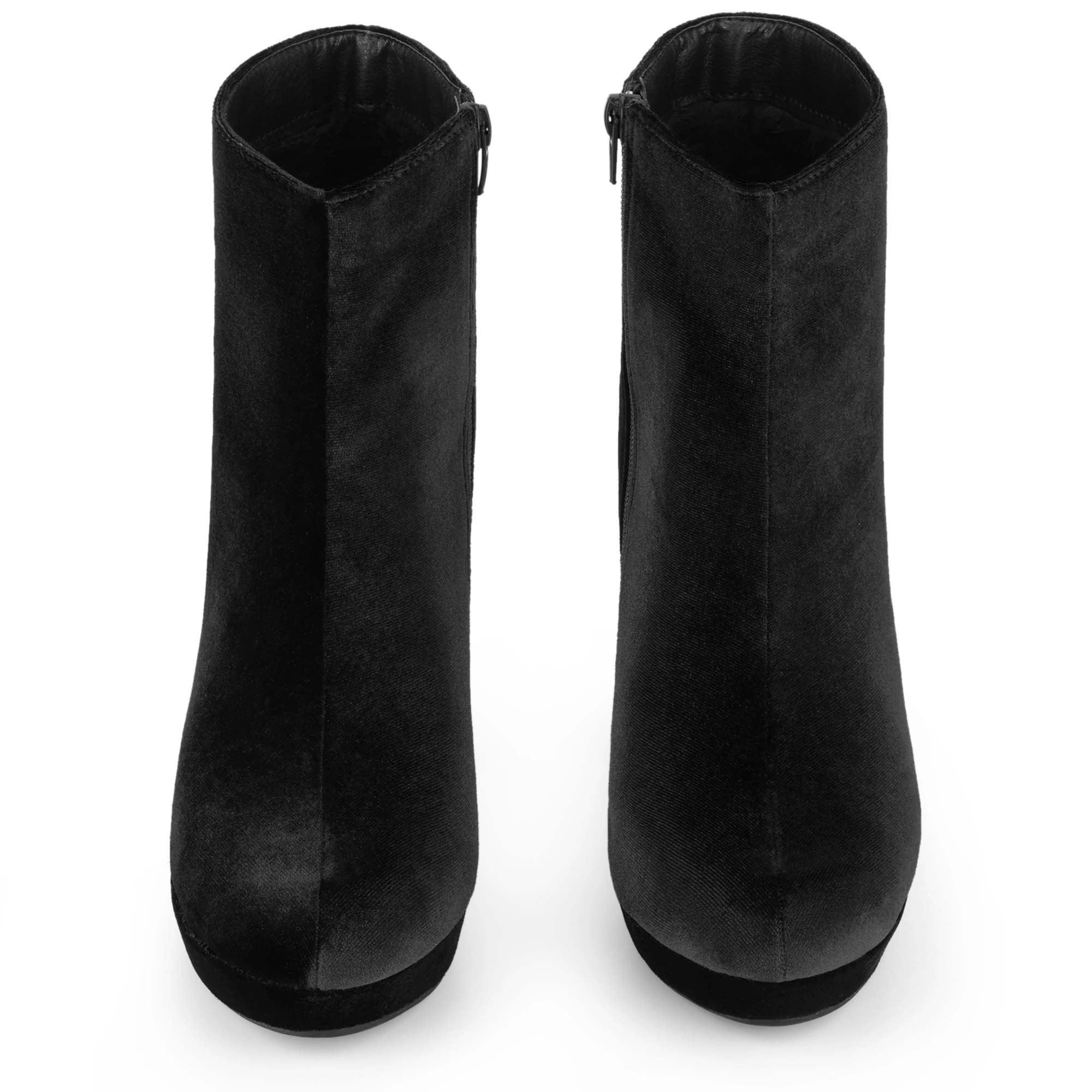 BLISSFUL STEP Women Allegra K Faux Velvet Block Heels Platform Ankle Boots
