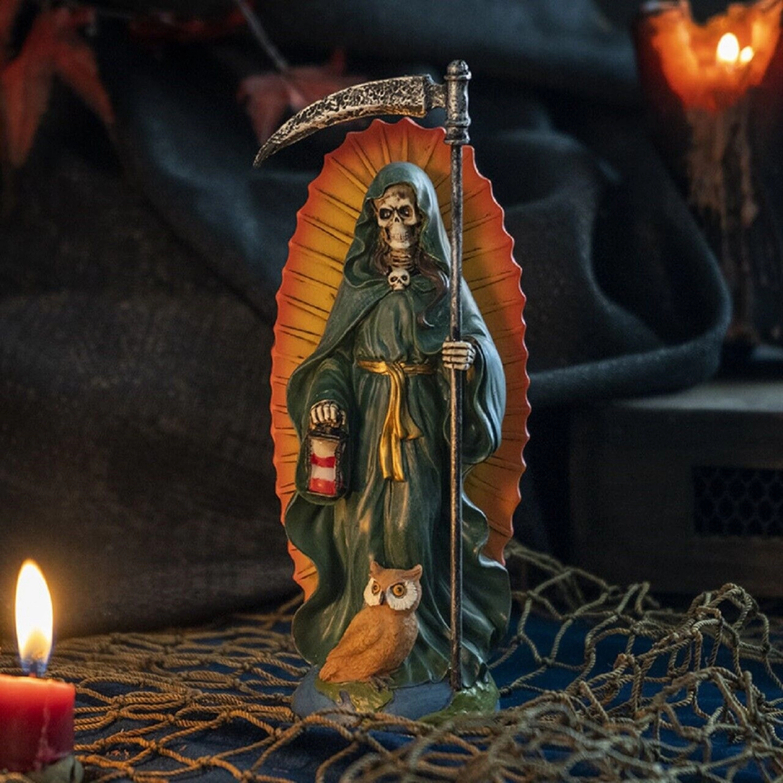 Pacific Giftware Santa Muerte Green Gown Figurine Death 7 Inch