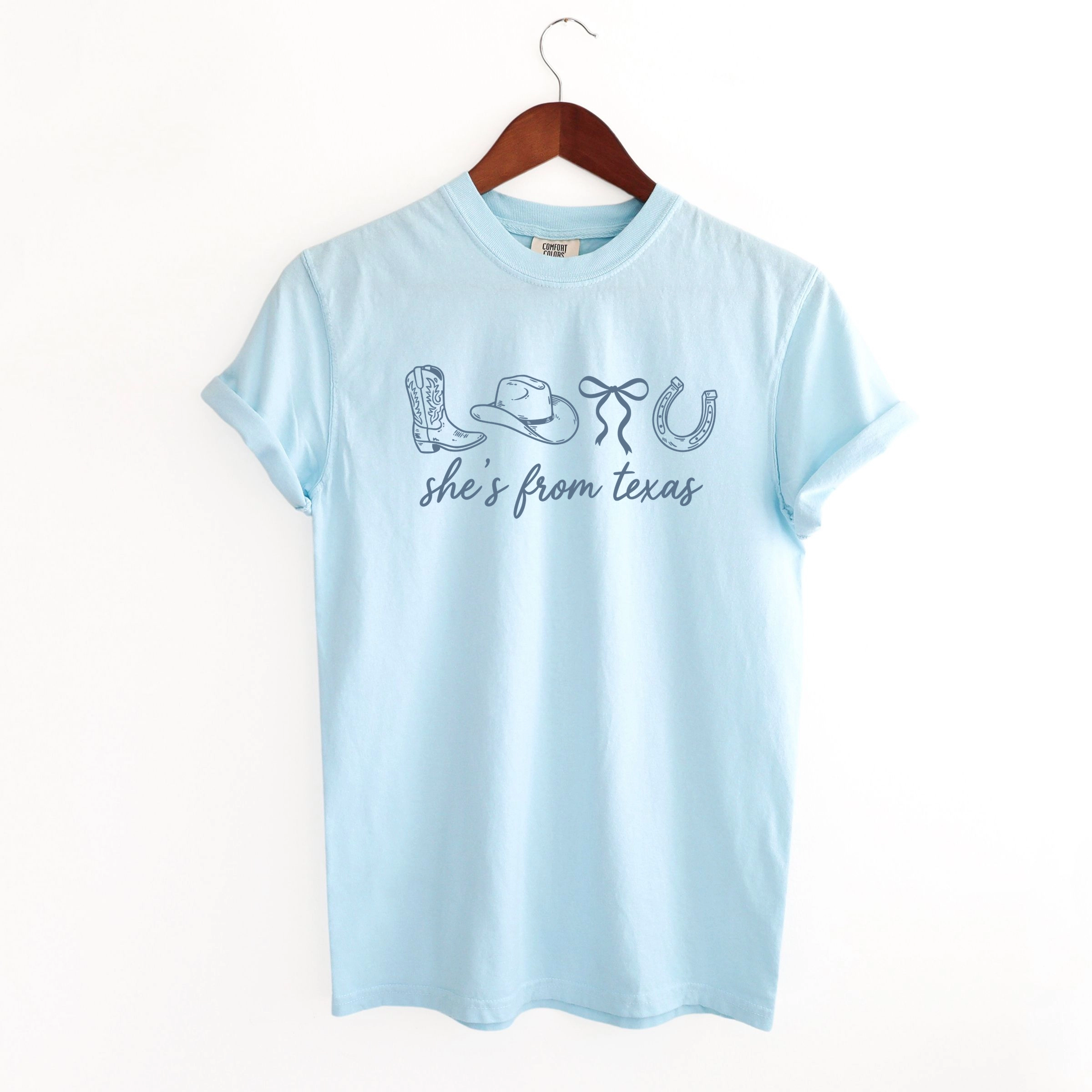 Simply Sage Market - Women's Garment Dyed Graphic T-Shirt She's From Texas Icons