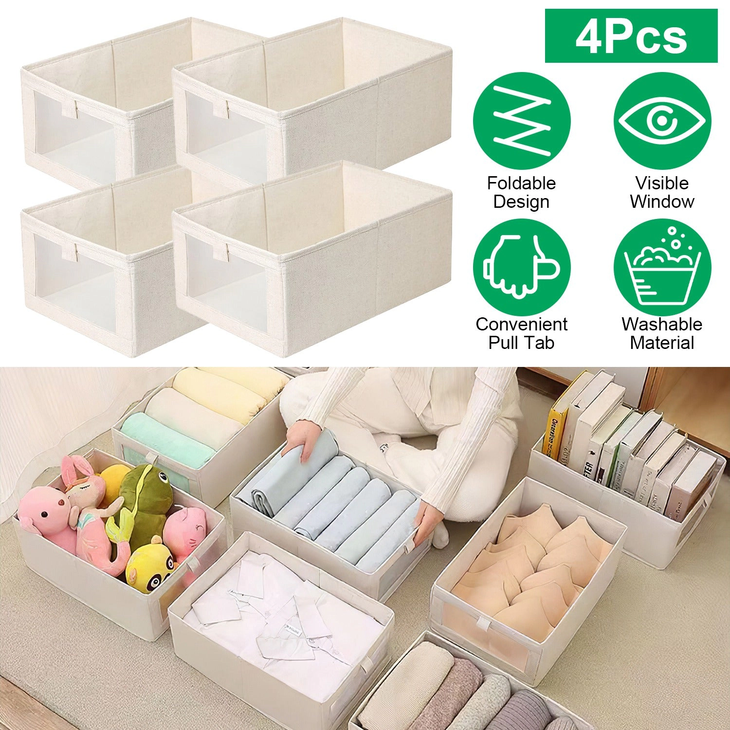 GBruno 4-Piece Foldable Linen Storage Bins