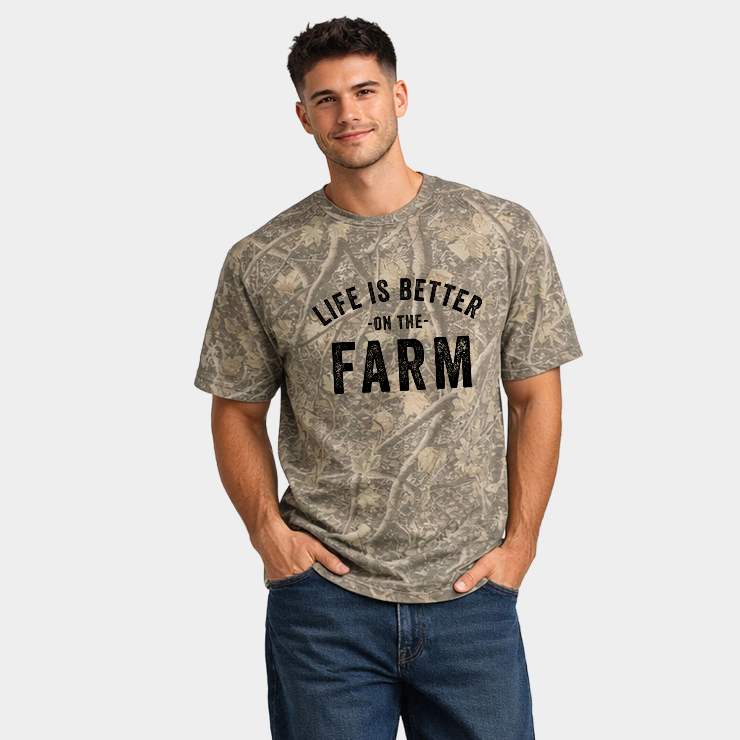 Simply Sage Market - Men's Heavyweight Camo Tee Life Is Better On The Farm