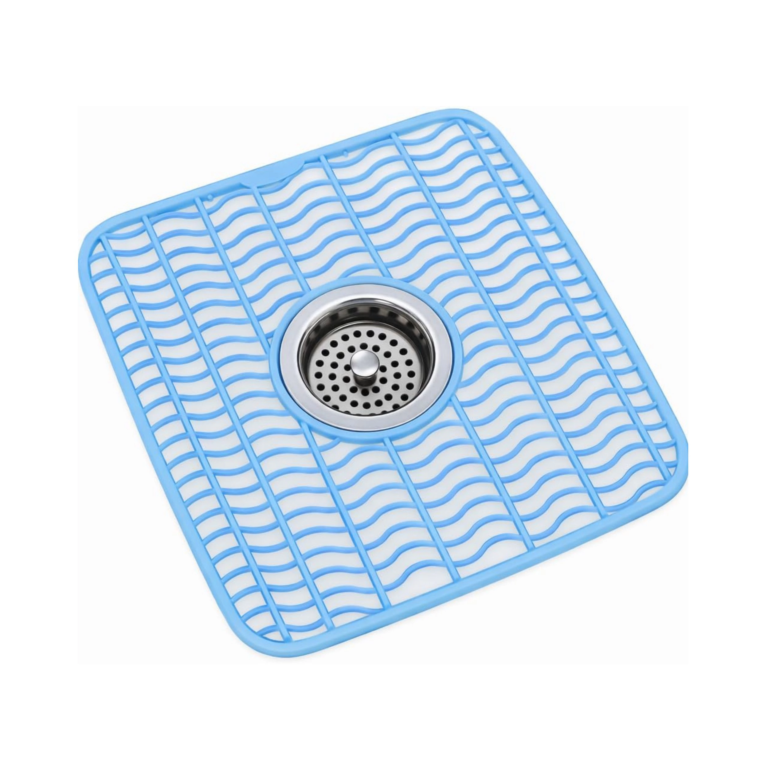 Stock Preferred Pack of 2 Plastic Sink Protector Mats with Center Drain Cutout 12 x 11 Inch