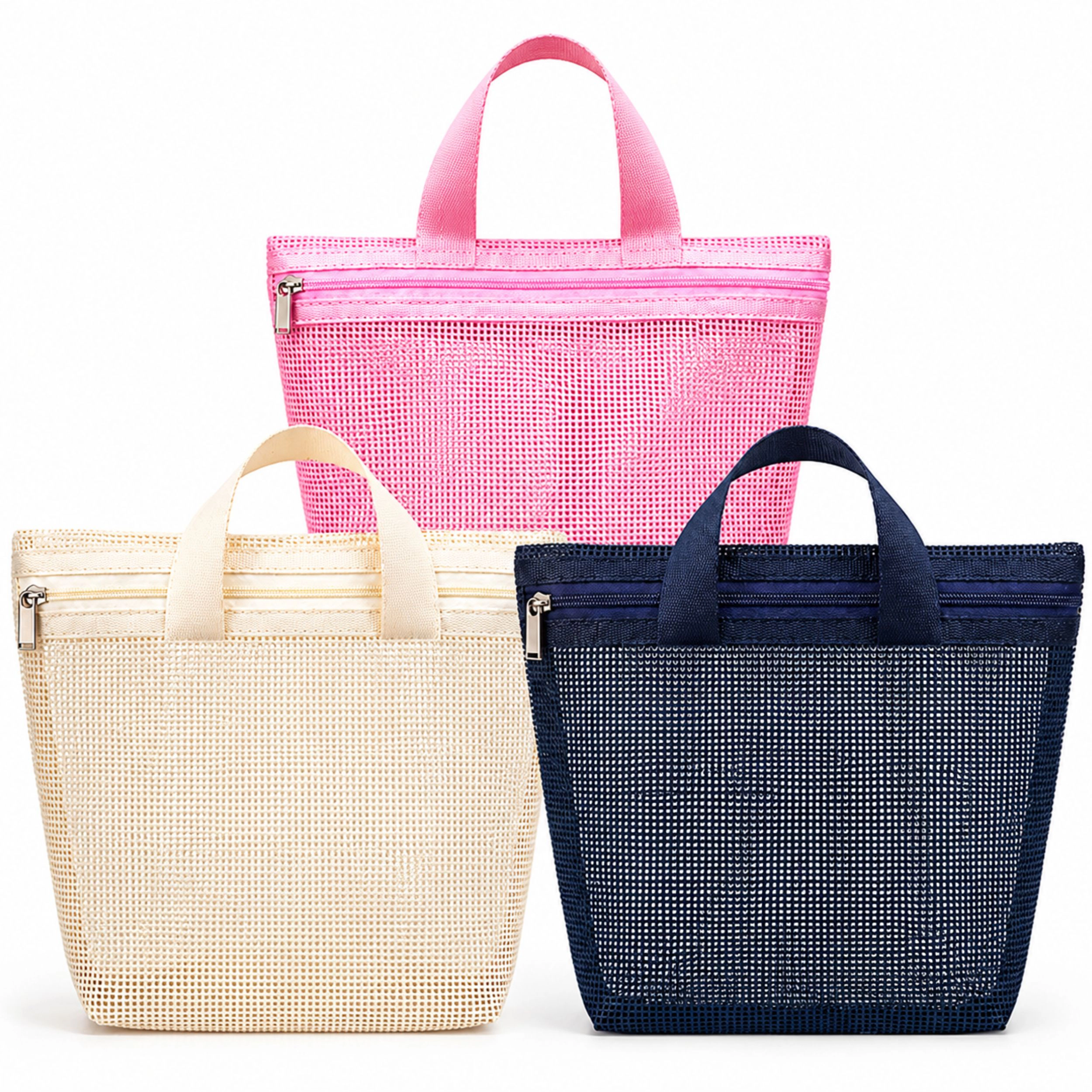 Home Collection Pack of 3 Mesh Shower Caddy Bag Hanging Toiletry Organizer
