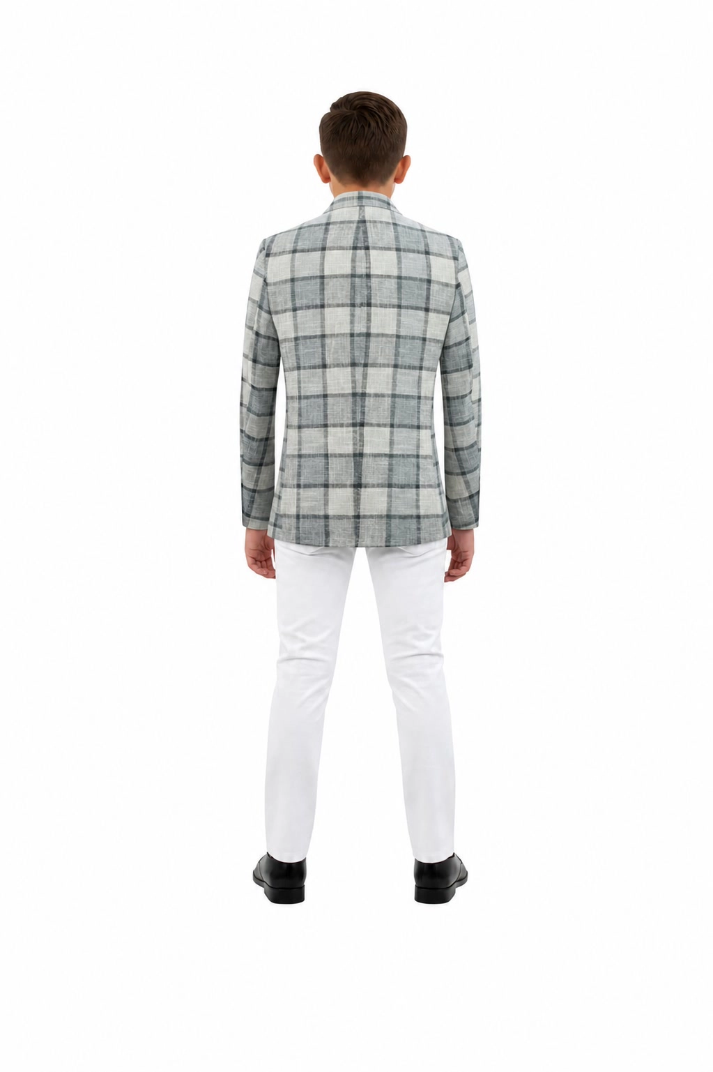Elie Balleh Boys Slim Fit Big Plaid Blazer