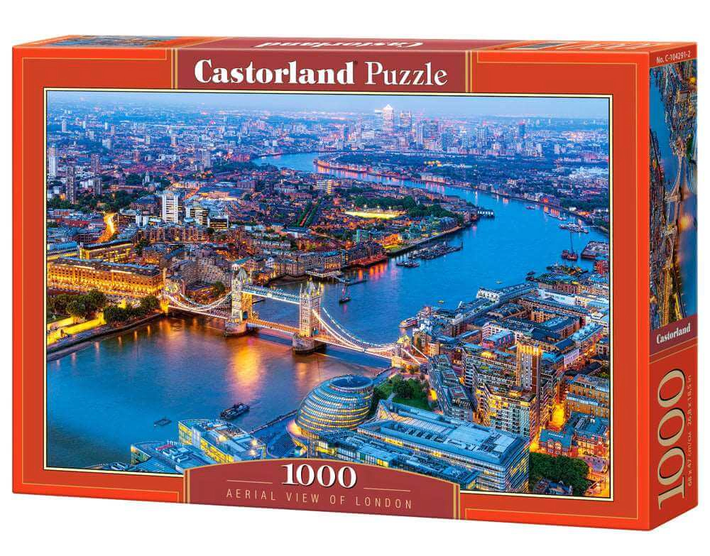 CASTORLAND 1000 Piece Jigsaw Puzzle, Aerial View of London, England Puzzle, Big Ben and River Thames Puzzle, C-104291-2