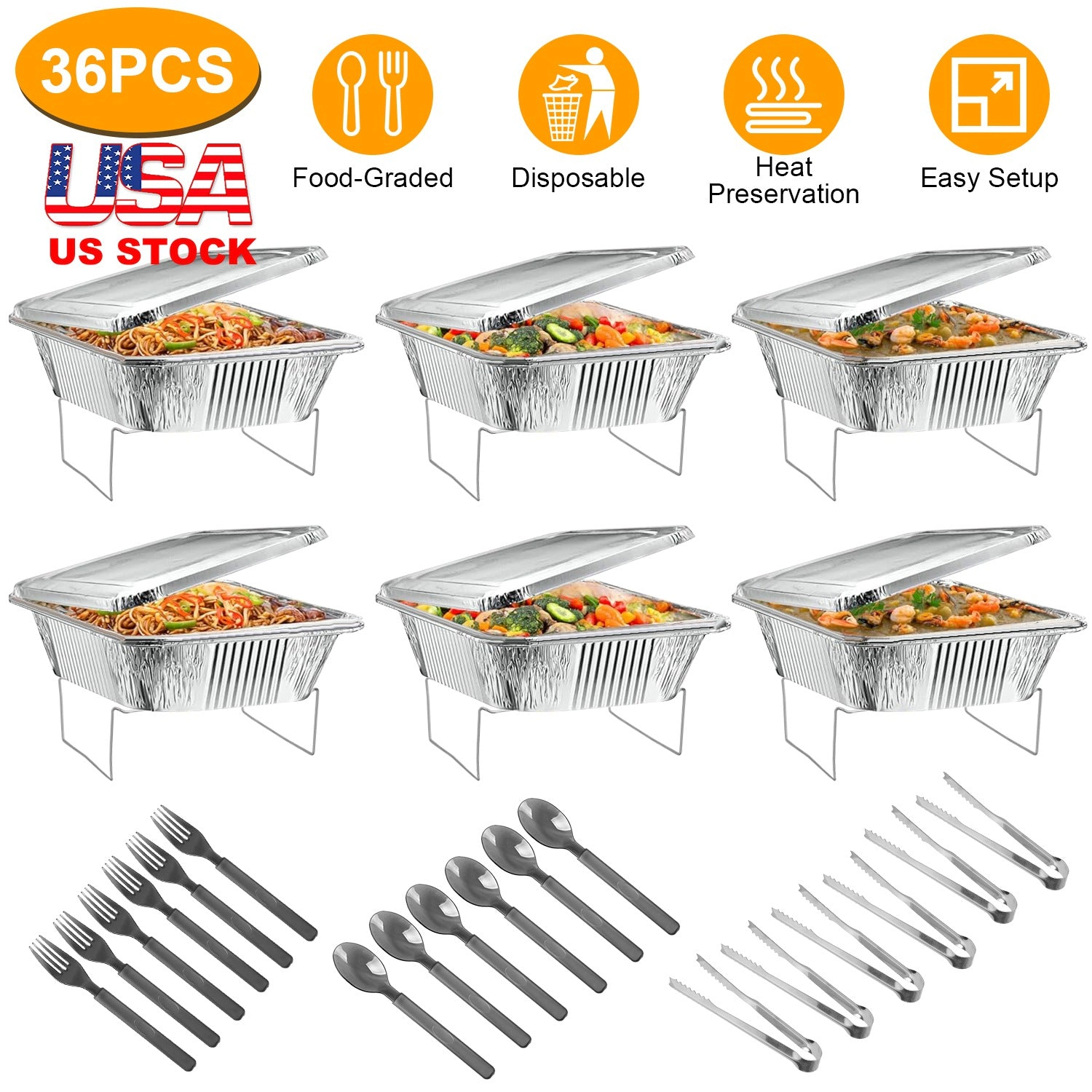 GBruno 6-Piece Disposable Chafing Dish Buffet Set
