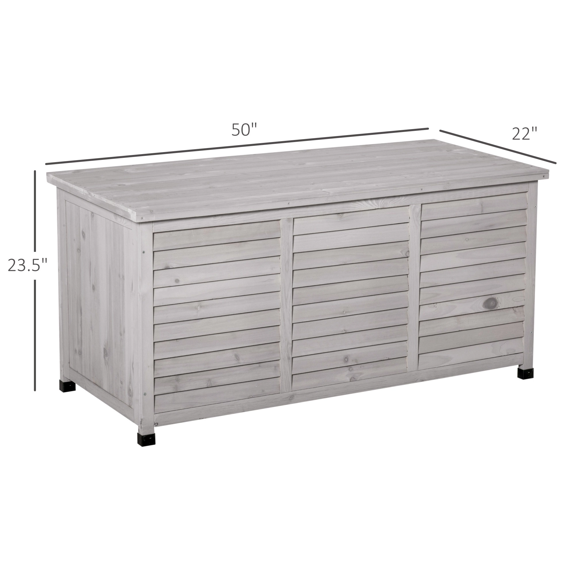 HONGGE 75 Gallon Wooden Deck Box Outdoor Storage Container with Aerating Gap & Weather-Fighting Finish