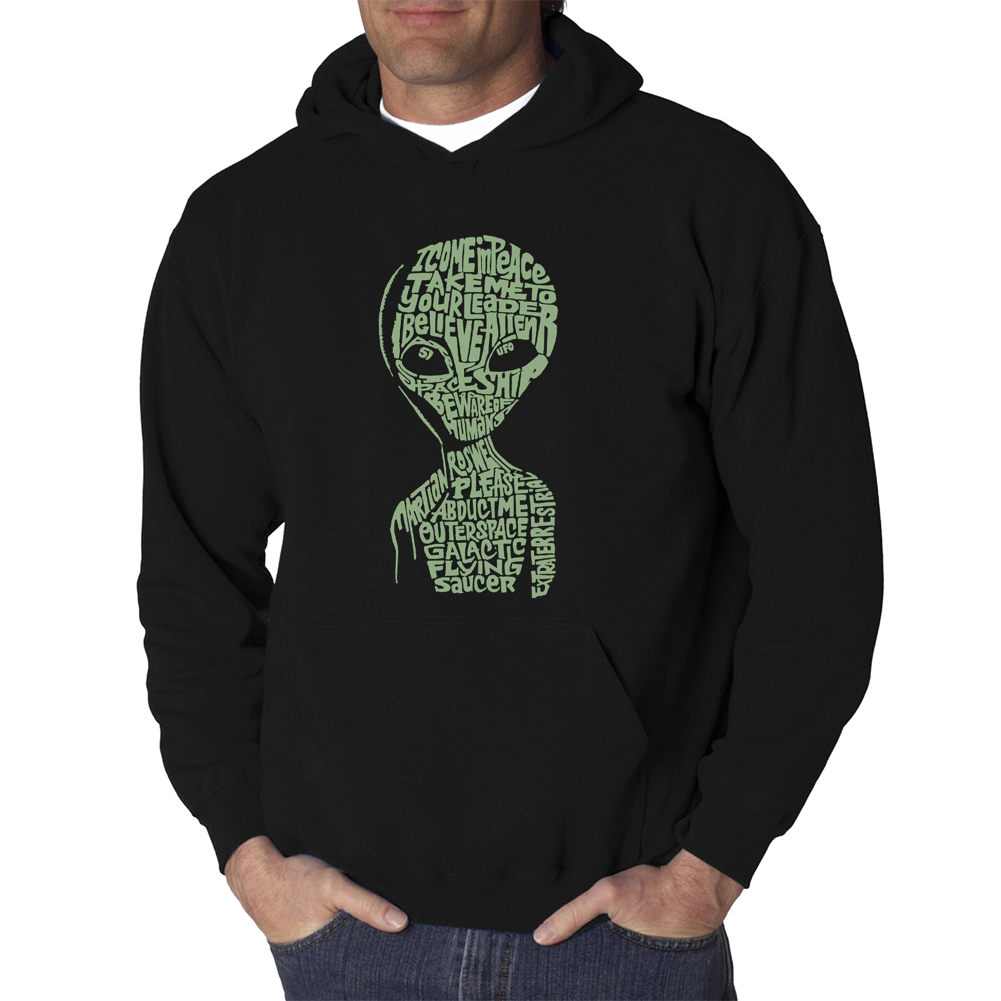 LA Pop Art Alien - Men's Word Hooded Sweatshirt
