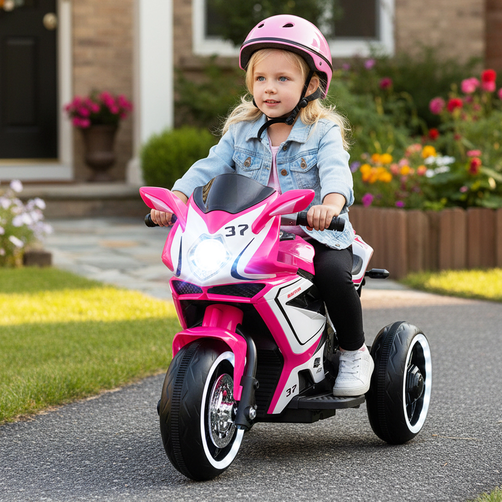 SUGIFT LED Lights 6V Kids Ride On Motorcycle Battery Powered Mini Electric Motorbike