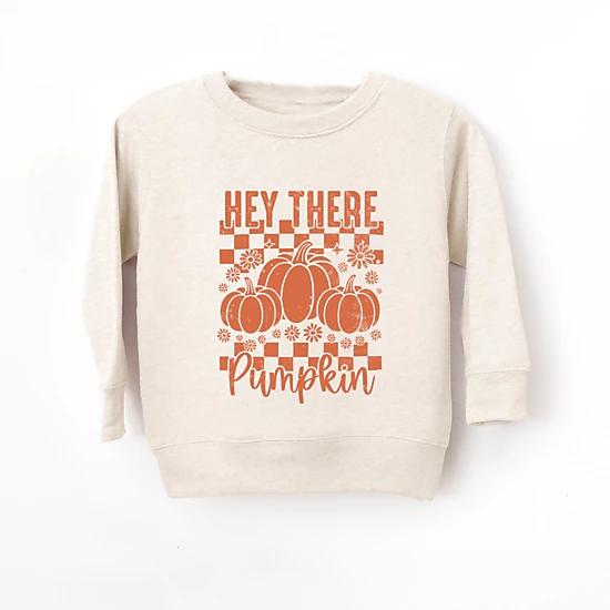 The Juniper Shop - Toddler Graphic Sweatshirt - Hey There Pumpkin Checkered