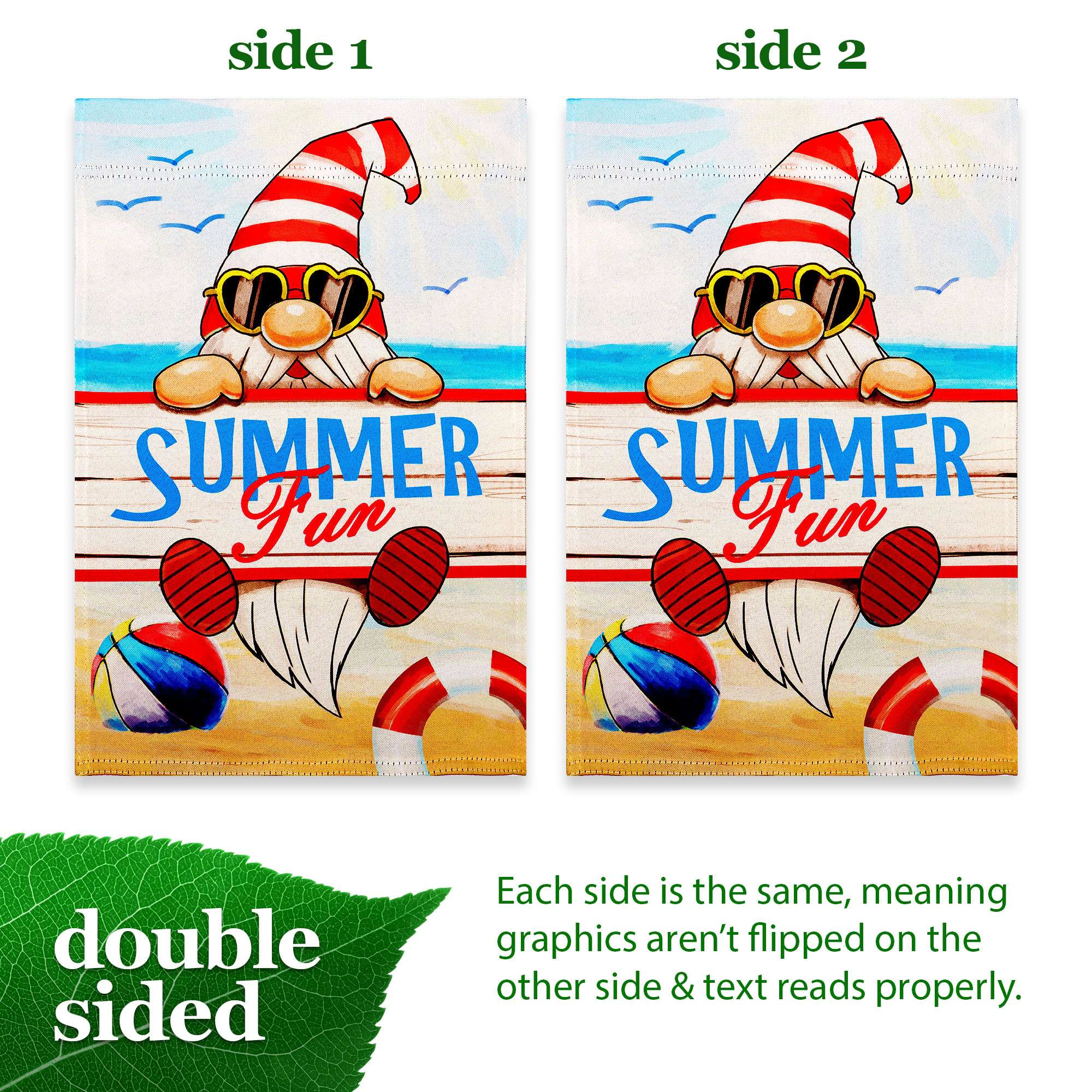 G128 Summer Gnome Garden Flag 12x18 In Double-Sided Blockout Polyester