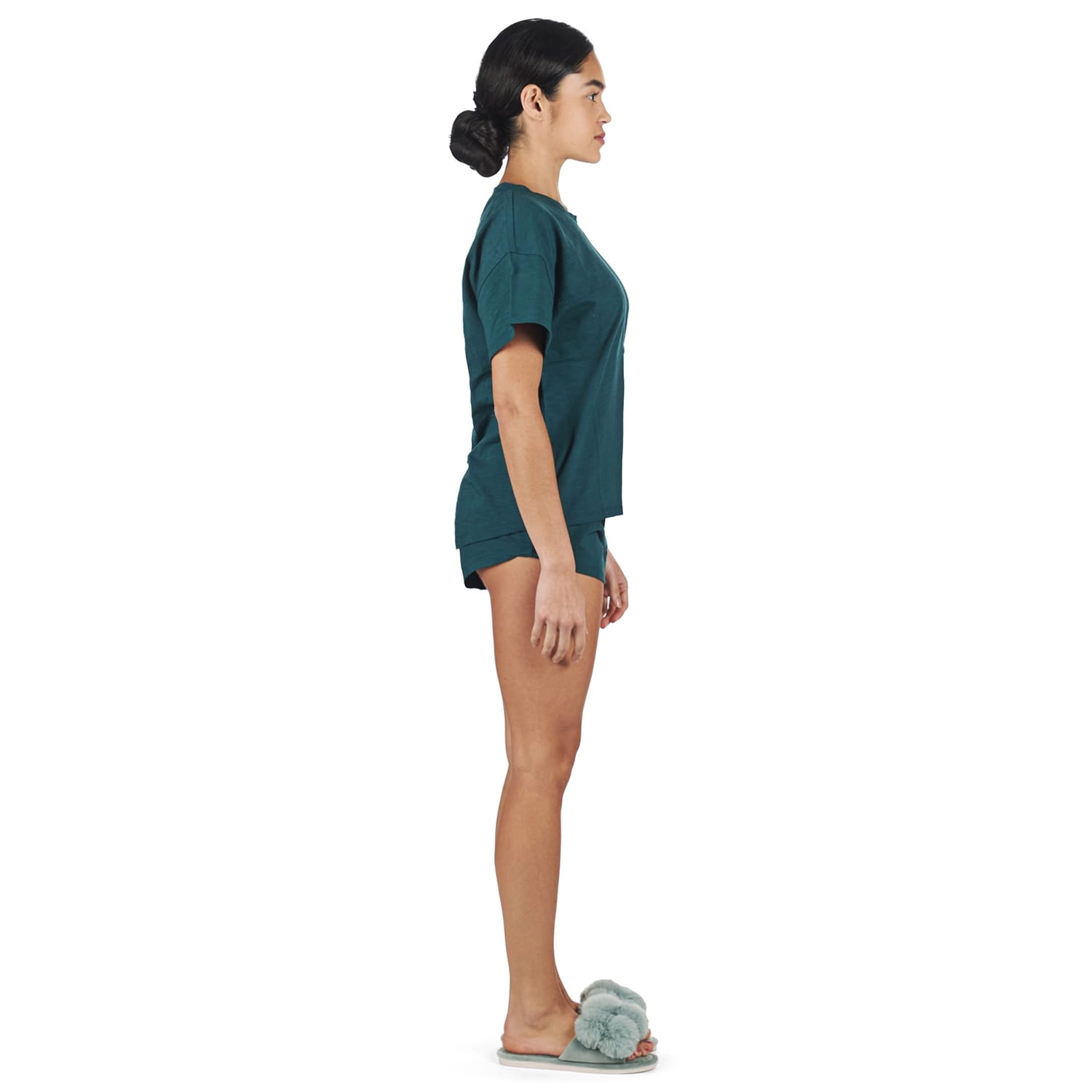 MeMoi Women's Relaxed Fit 100% Cotton Slub Knit Short Set