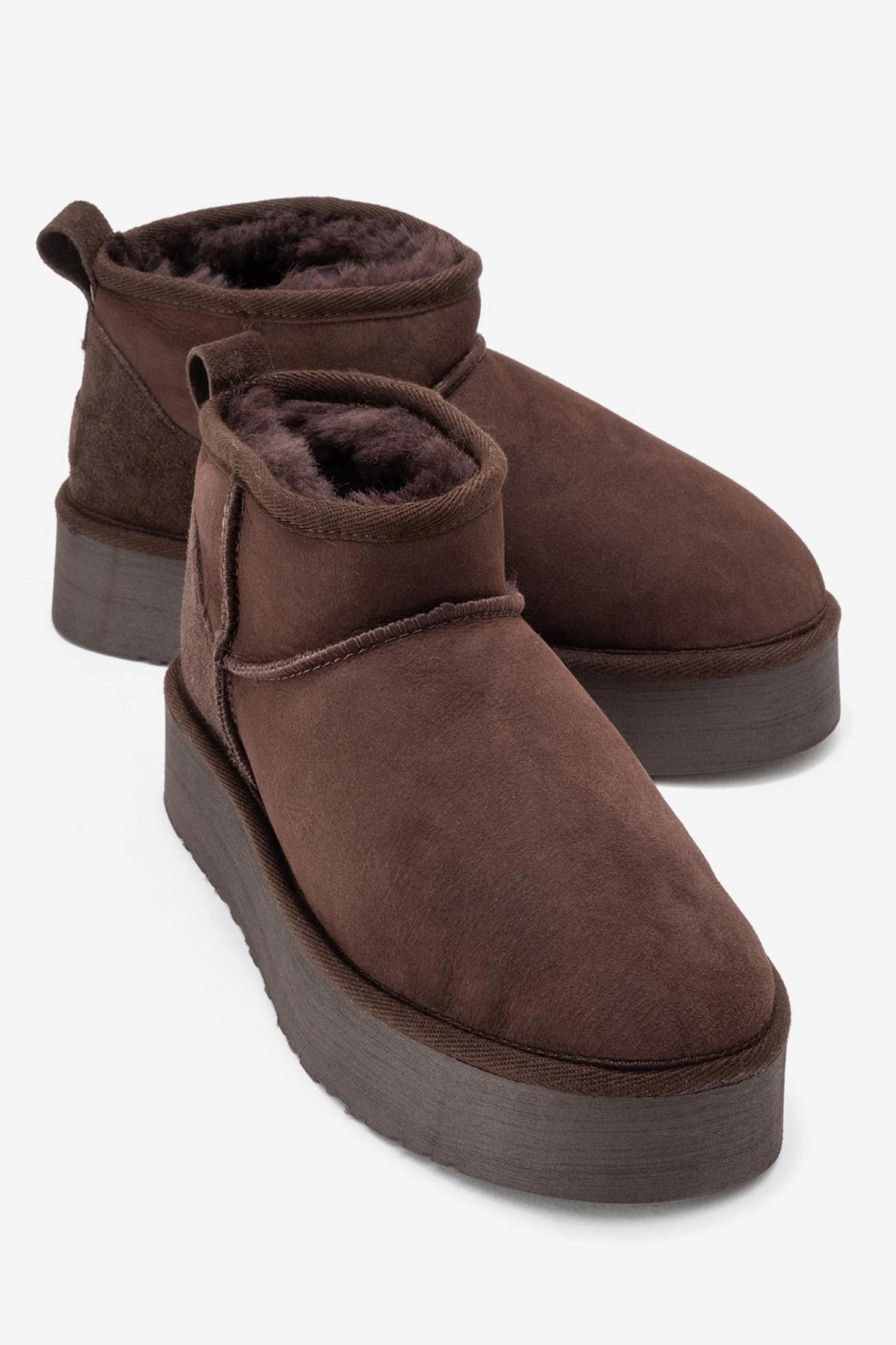 Forever & Always Womens Havana Leather Platform Ankle Boots