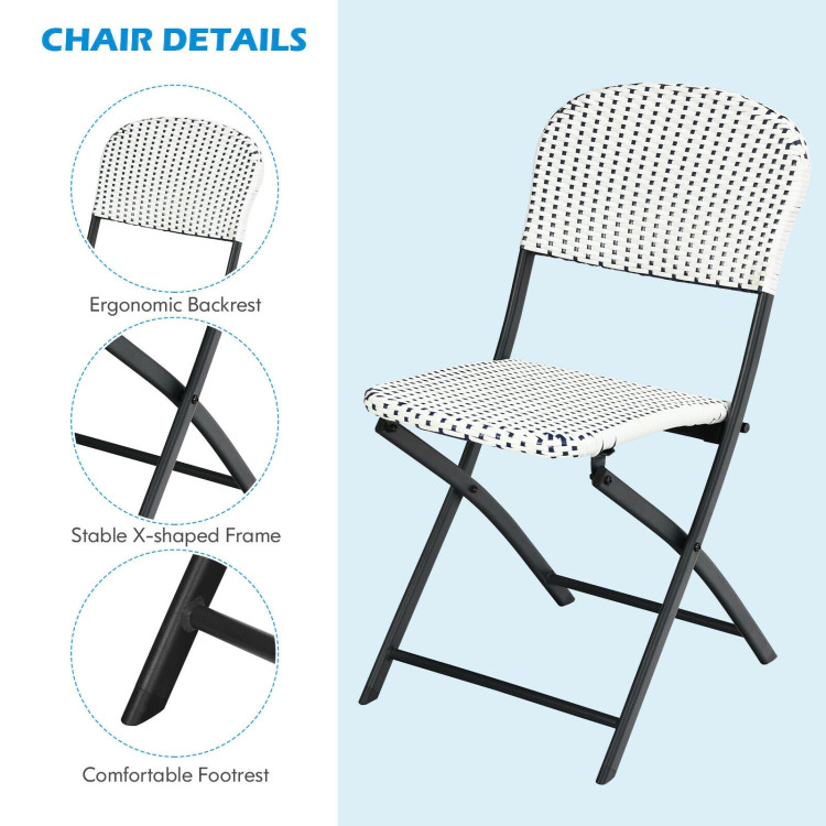 Hivvago 3 Pieces Patio Rattan Bistro Set With Round Dining Table And 2 Chairs