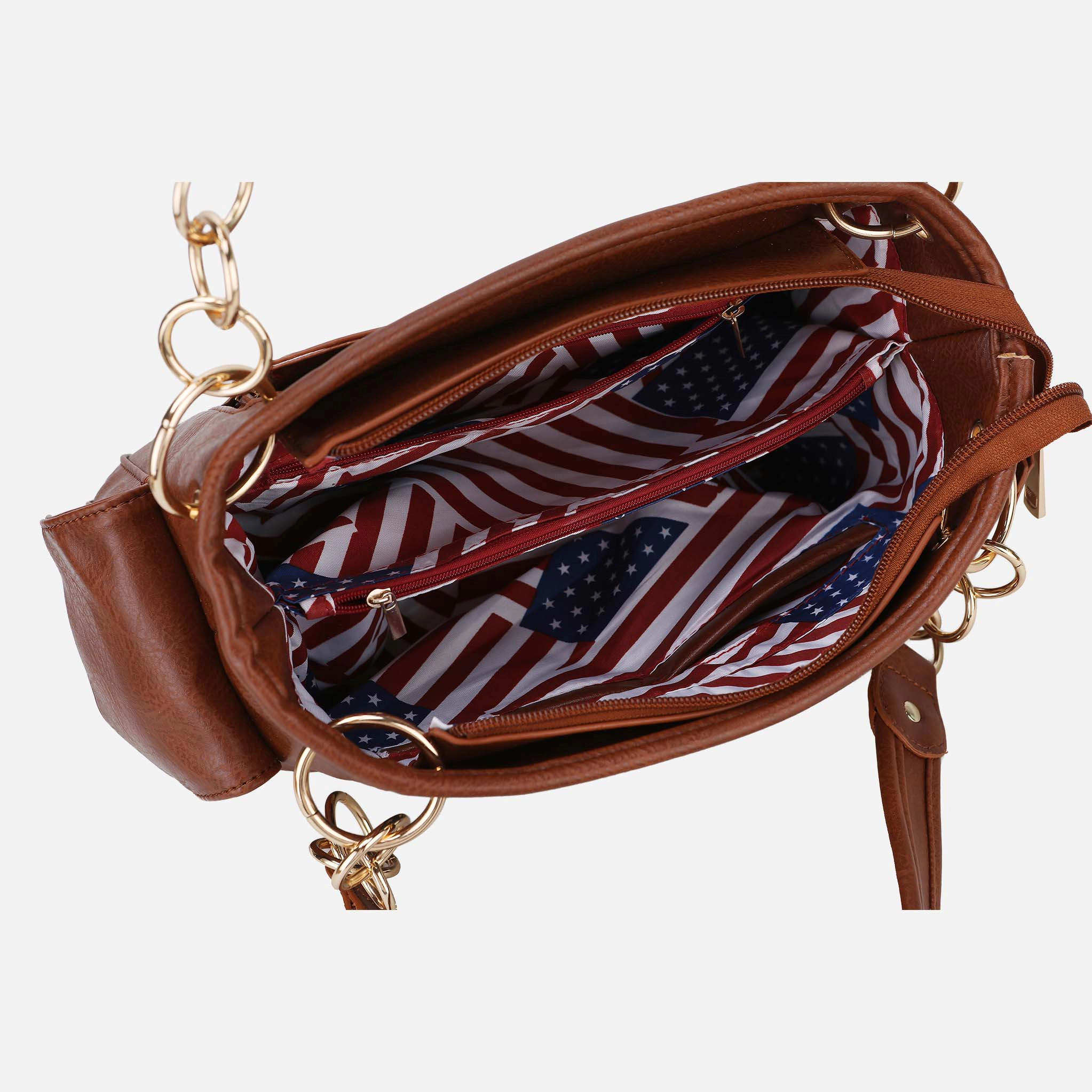 Mia K Collection Alaina Shoulder Bag - Vegan Leather Patriotic Print, Gold-Tone Hardware