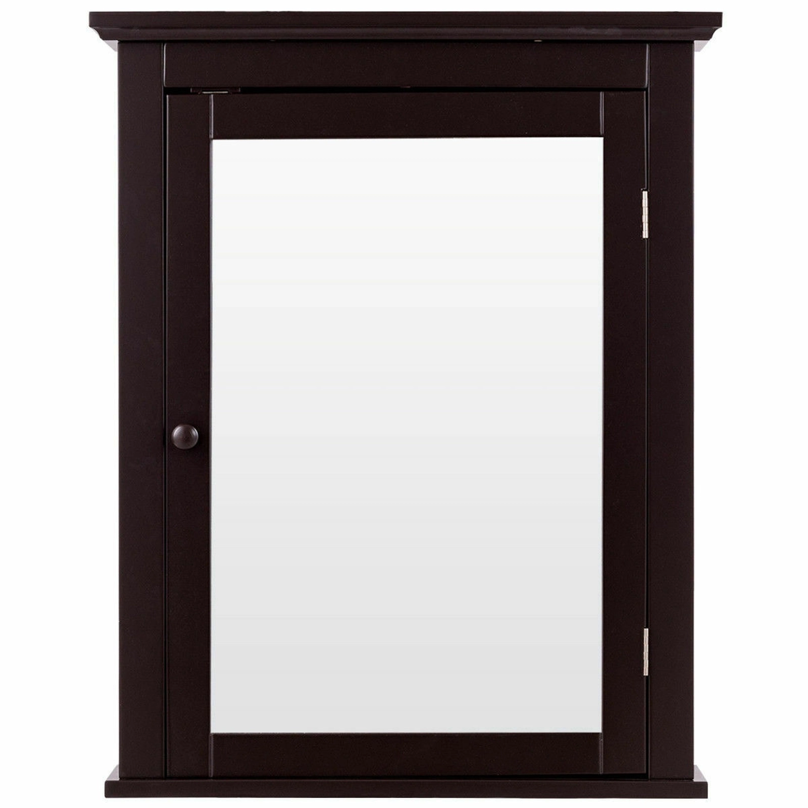 SUGIFT Mirrored Door Retro Handle Adjustable Shelves MDF Bathroom Medicine Cabinet 22-in x 6-in x 27.5-in 11-lb Brown