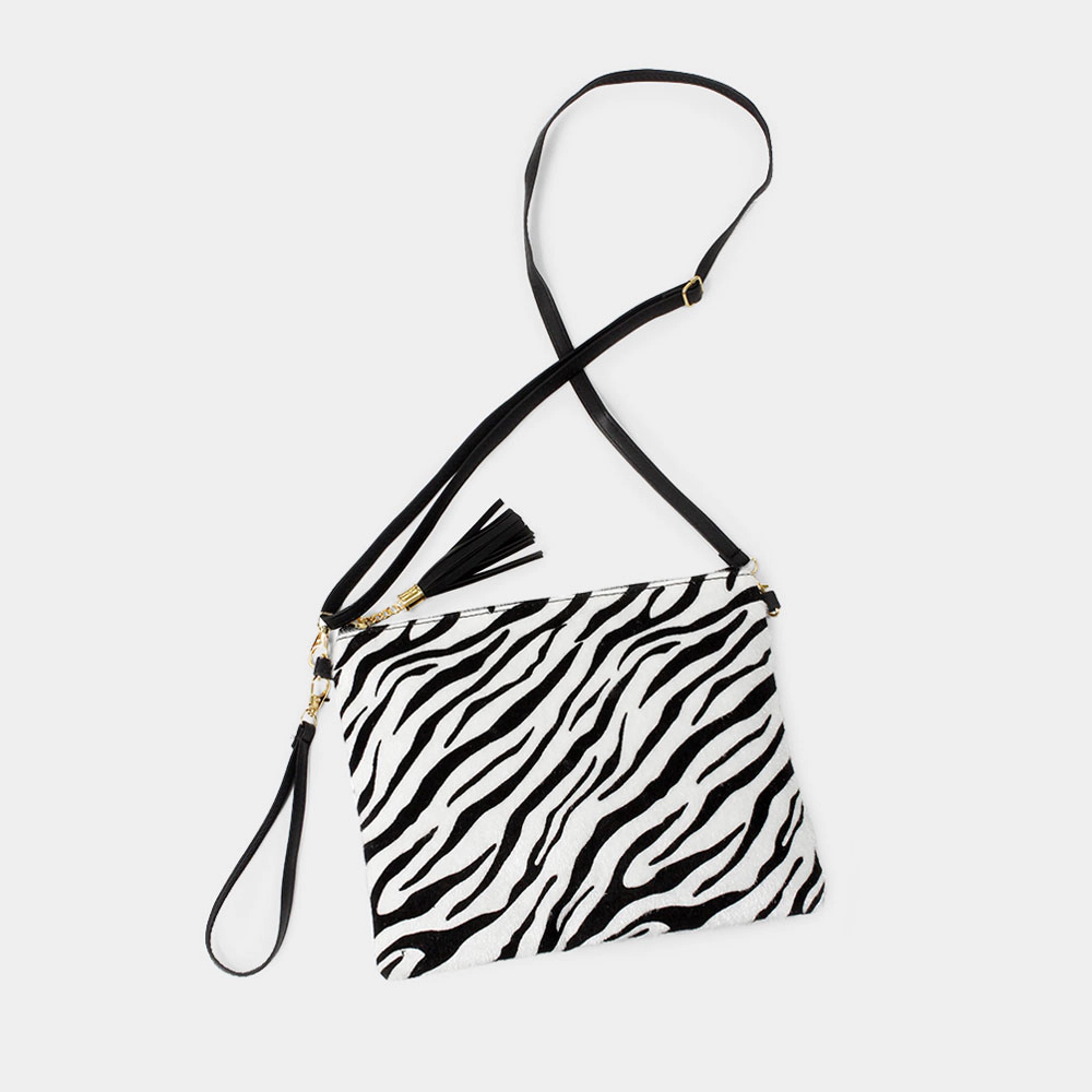Fashnzfab Zebra Hair Crossbody / Clutch Bag