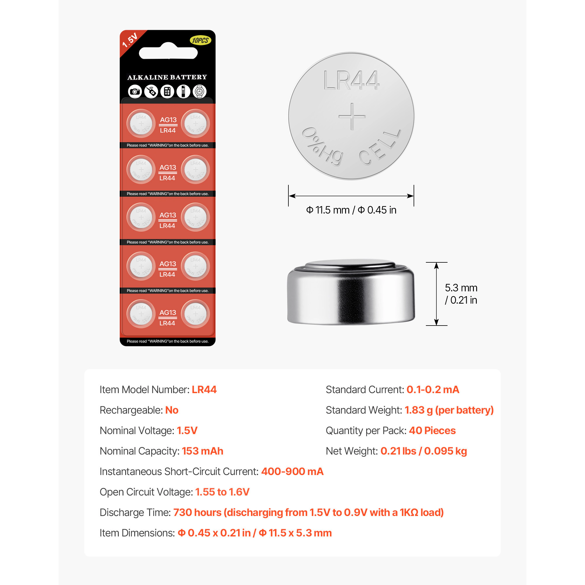 HONGGE Coin Cell Batteries for Devices and Other Non-Mercury Battery Count