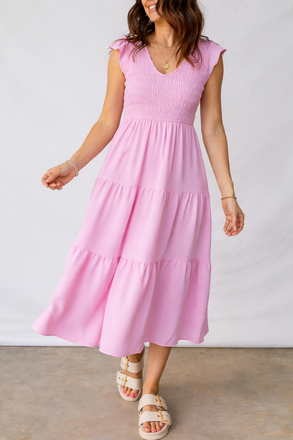 Threaded Pear Women's Treasure Flare Tiered Midi Dress