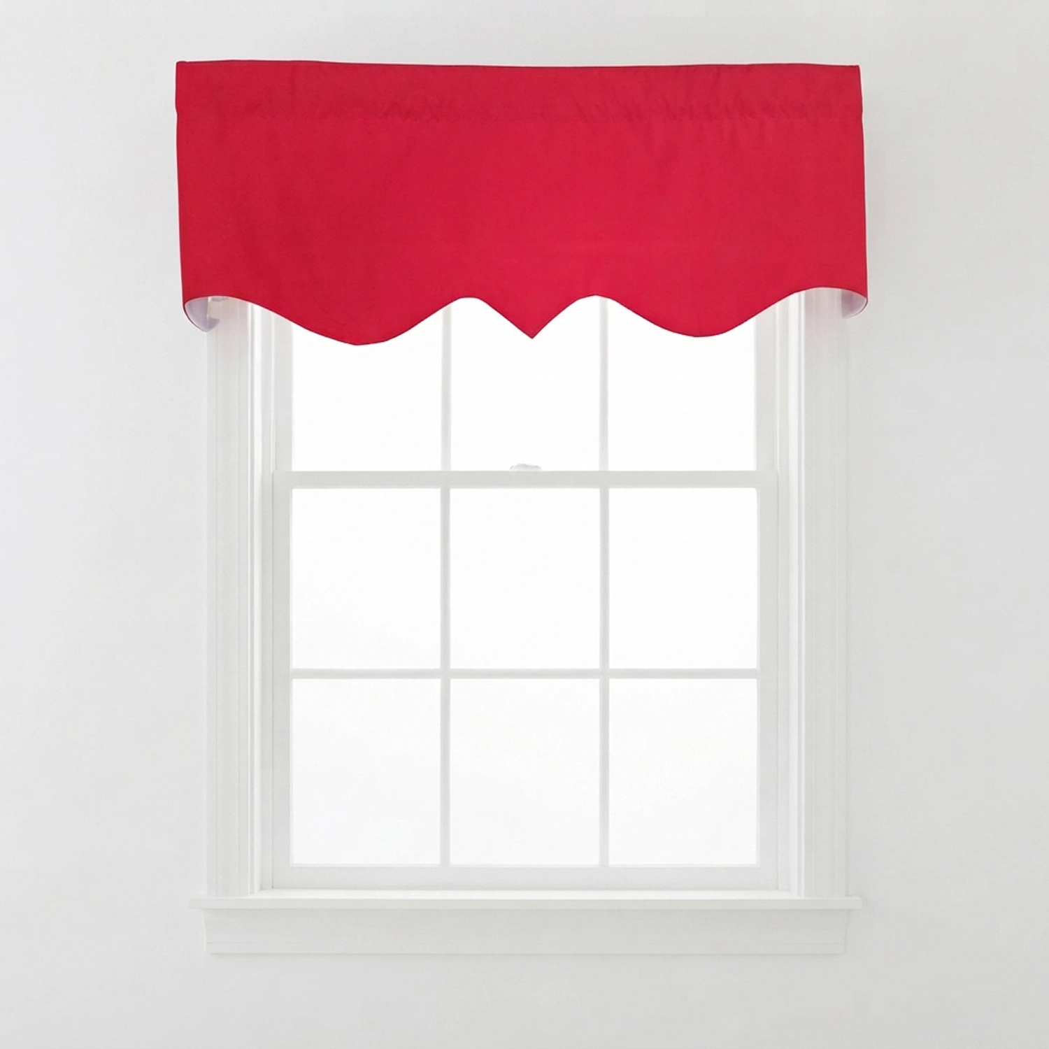 RLF Home 100% Cotton Pure Solid Regal Lined Window Valance 50 x 17 Lip Stick Red