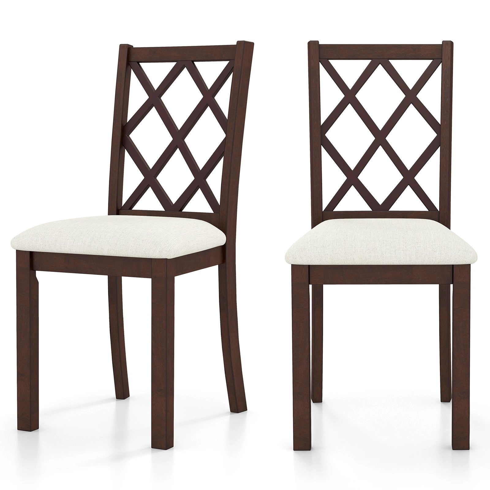 SlickBlue Upholstered Kitchen Chairs Set of 2, Cross Back, Cherry Brown