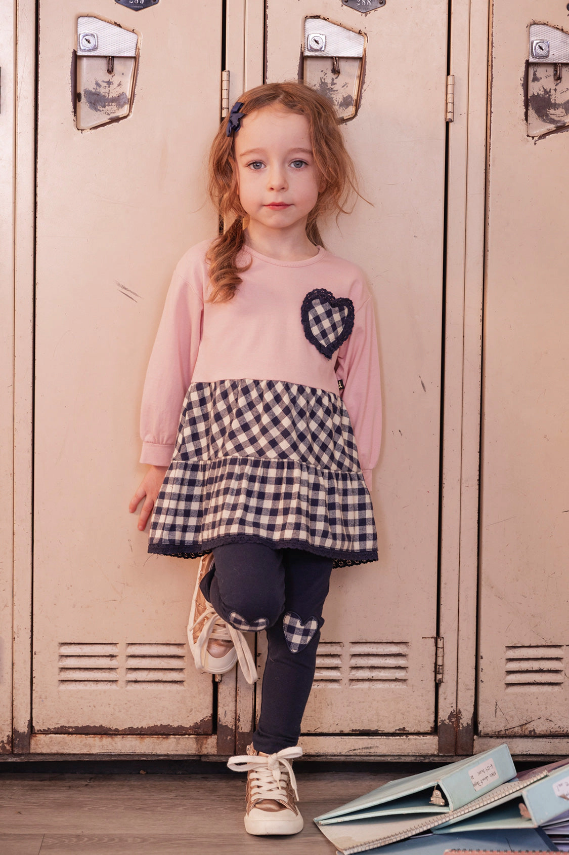Deux par Girls Gingham Heart Tunic and Leggings Set