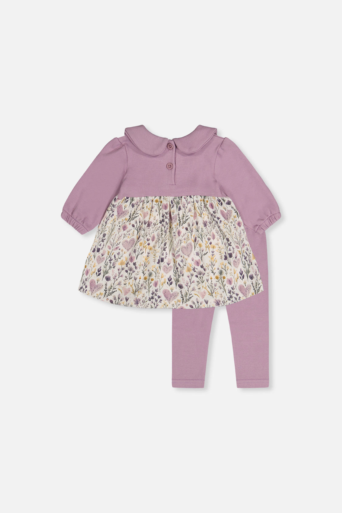 Deux par Girls Organic Cotton Dress and Legging Set with Heart Print