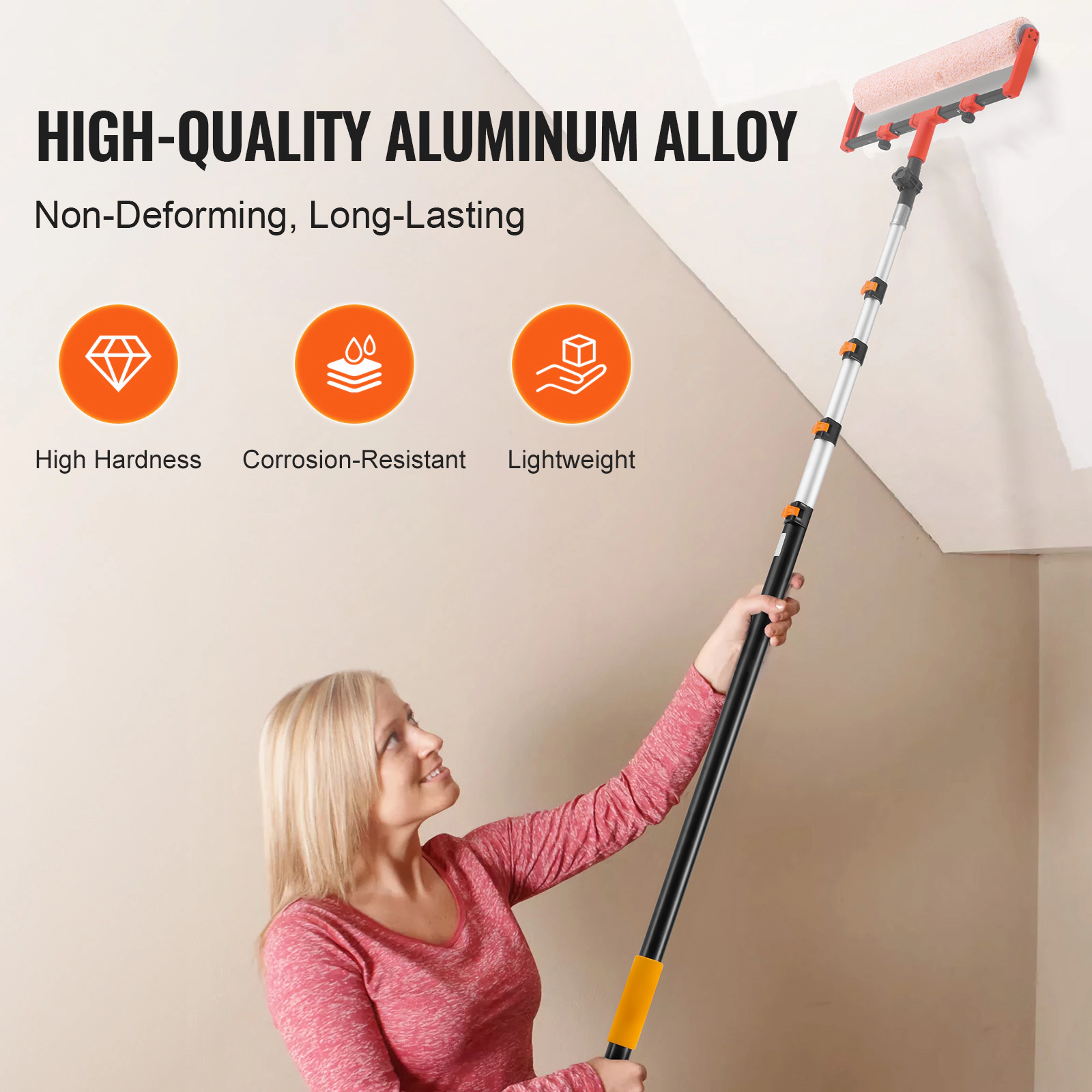 HONGGE Telescoping Pole to Extension Multi-Purpose Sturdy Aluminum Alloy Paint Extendable with Flip-Lock