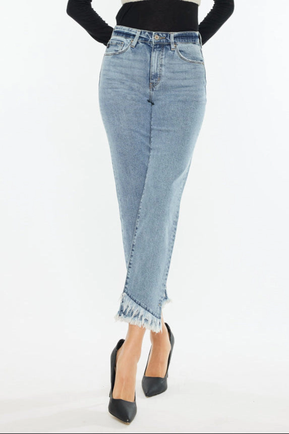 KanCan Women's Essentials High Rise Straight Fit Leg Jeans Clover