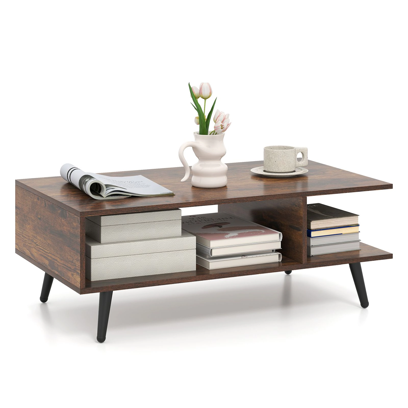 SlickBlue Mid Century Modern Coffee Table with Metal Legs