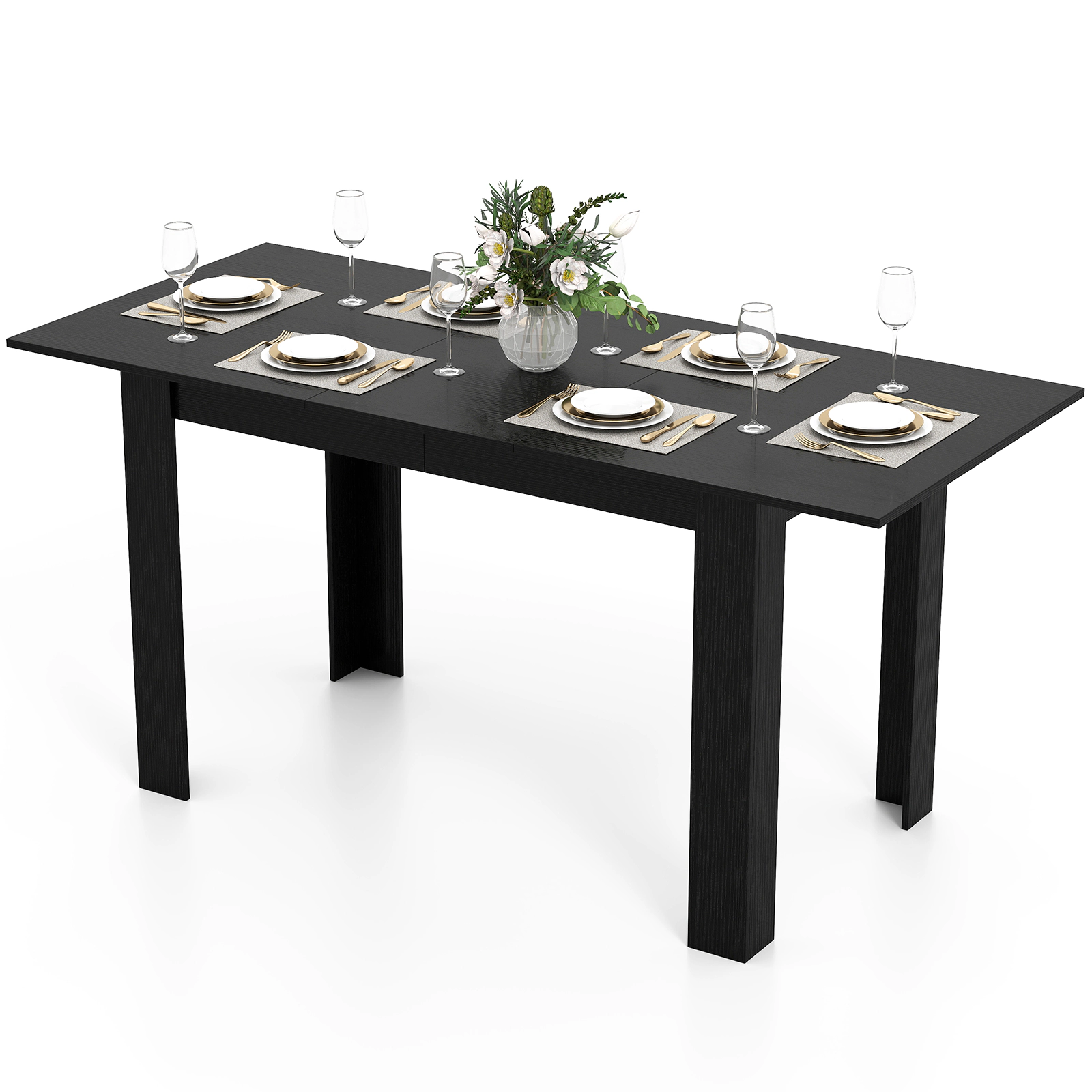 LJG Extendable Dining Table for 4-8 People 47"-62" Large Rectangular Kitchen