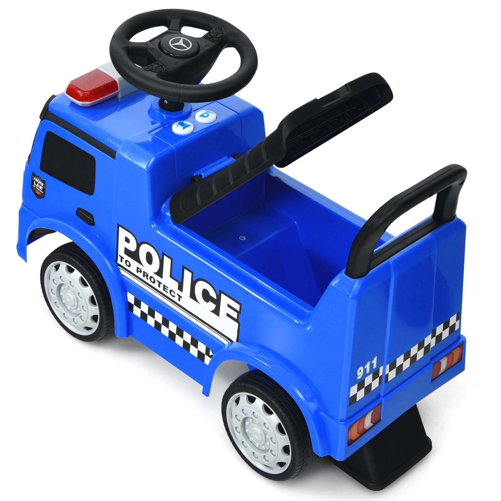 SUGIFT Kids Ride On Push Licensed Police Car Truck 55-lb Capacity Ages 12-36 Months Blue