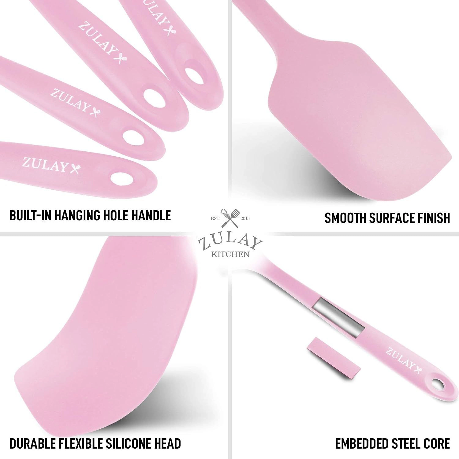 Zulay Kitchen 4pcs Heat Resistant Silicone Spatula Set for Cooking