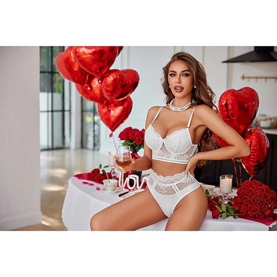 Avidlove Women's Lace Bra and High Waist Panty Set