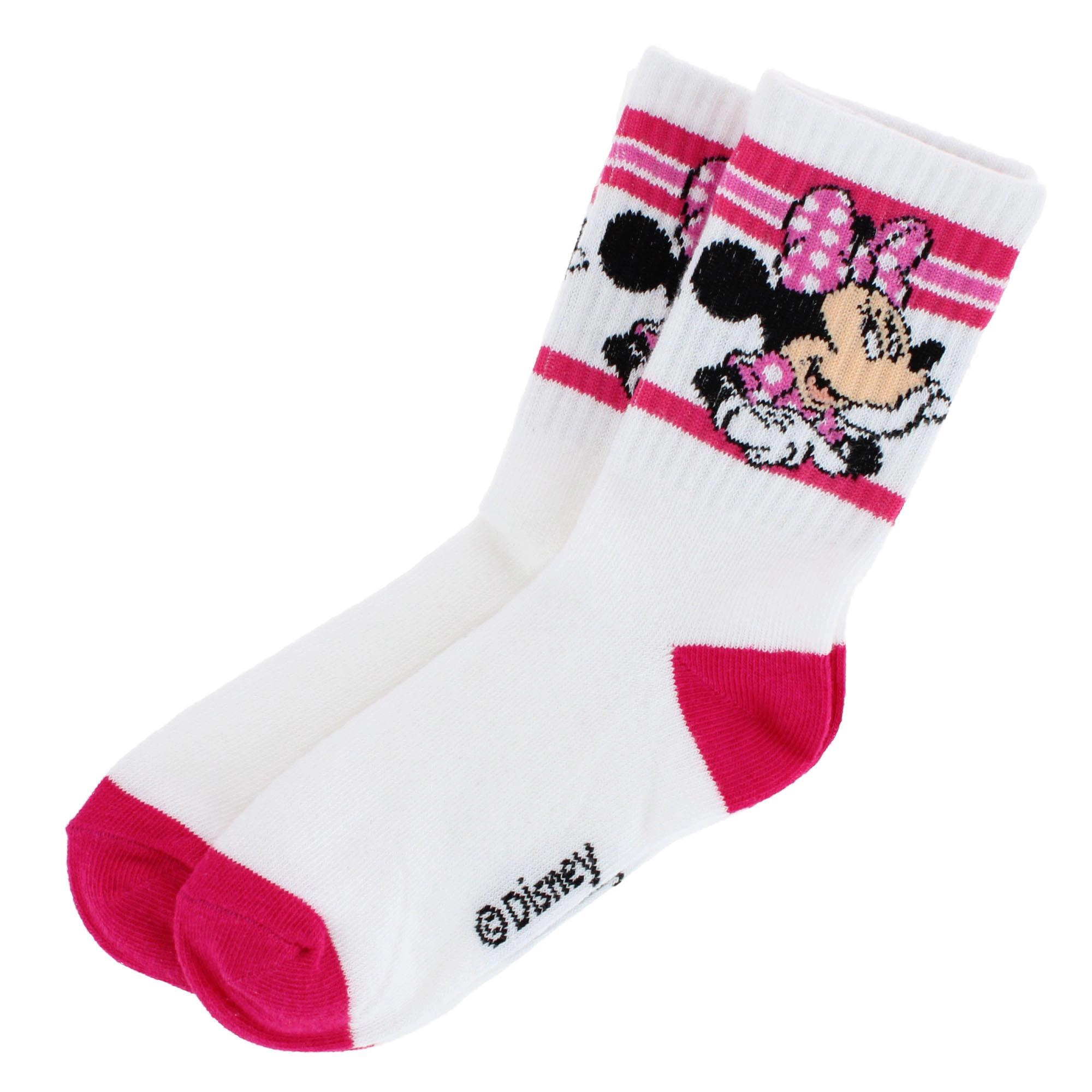 Textiel Trade Girl's Disney Minnie Mouse Ribbed Athletic Socks (2 Pair)