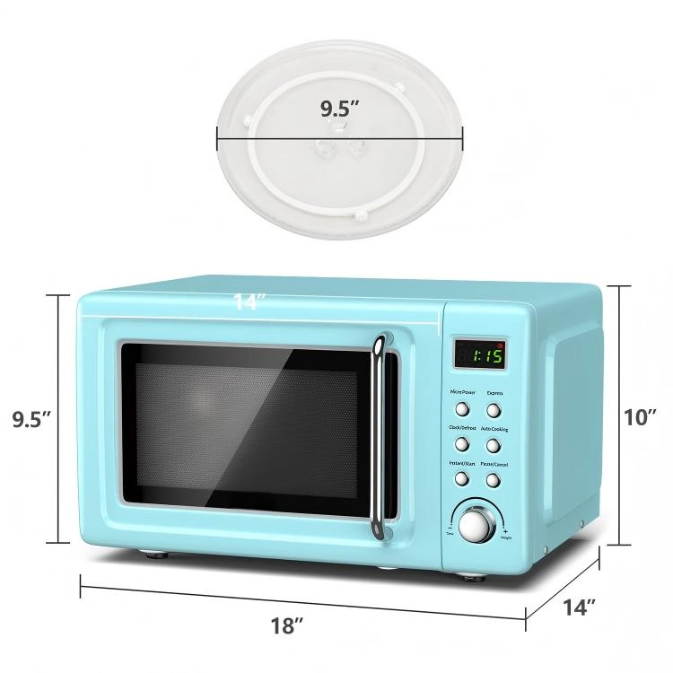SUGIFT Mint Green Retro Countertop Microwave Oven with Glass Turntable 0.7-Cu-Ft 700W 18-in W 14-in D 10-in H