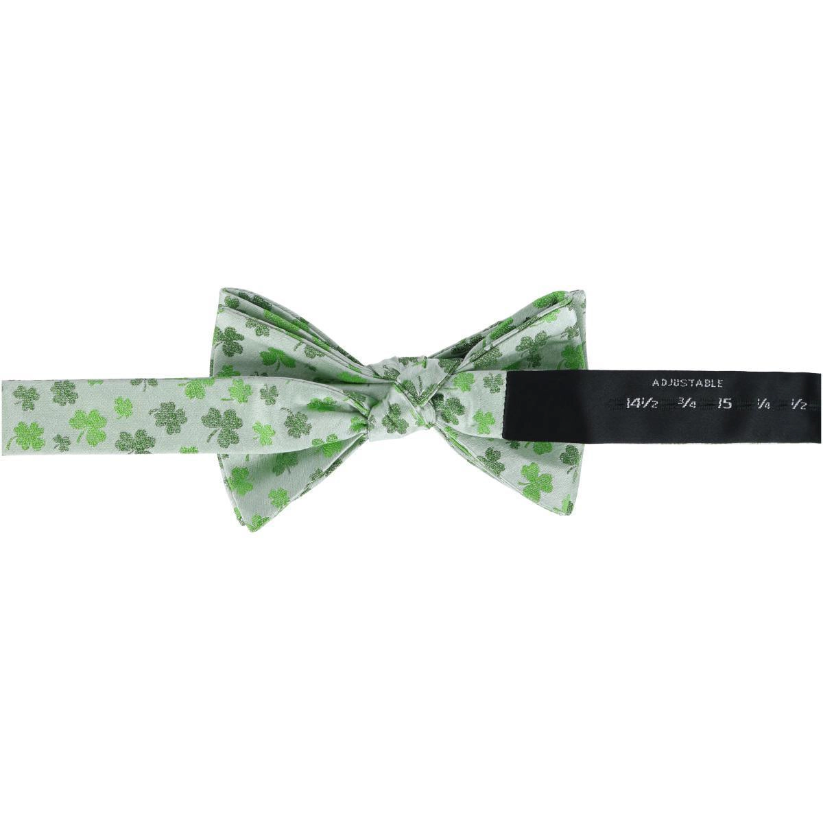Trafalgar White Shamrock Novelty Silk Bow Tie