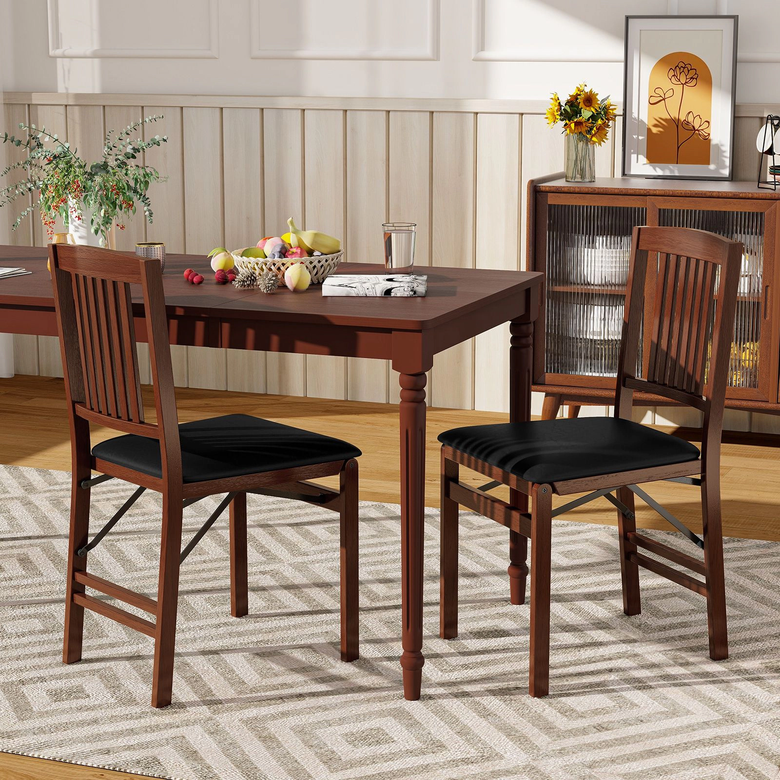 SlickBlue Folding Kitchen Dining Chairs With Padded Seat Set of 2