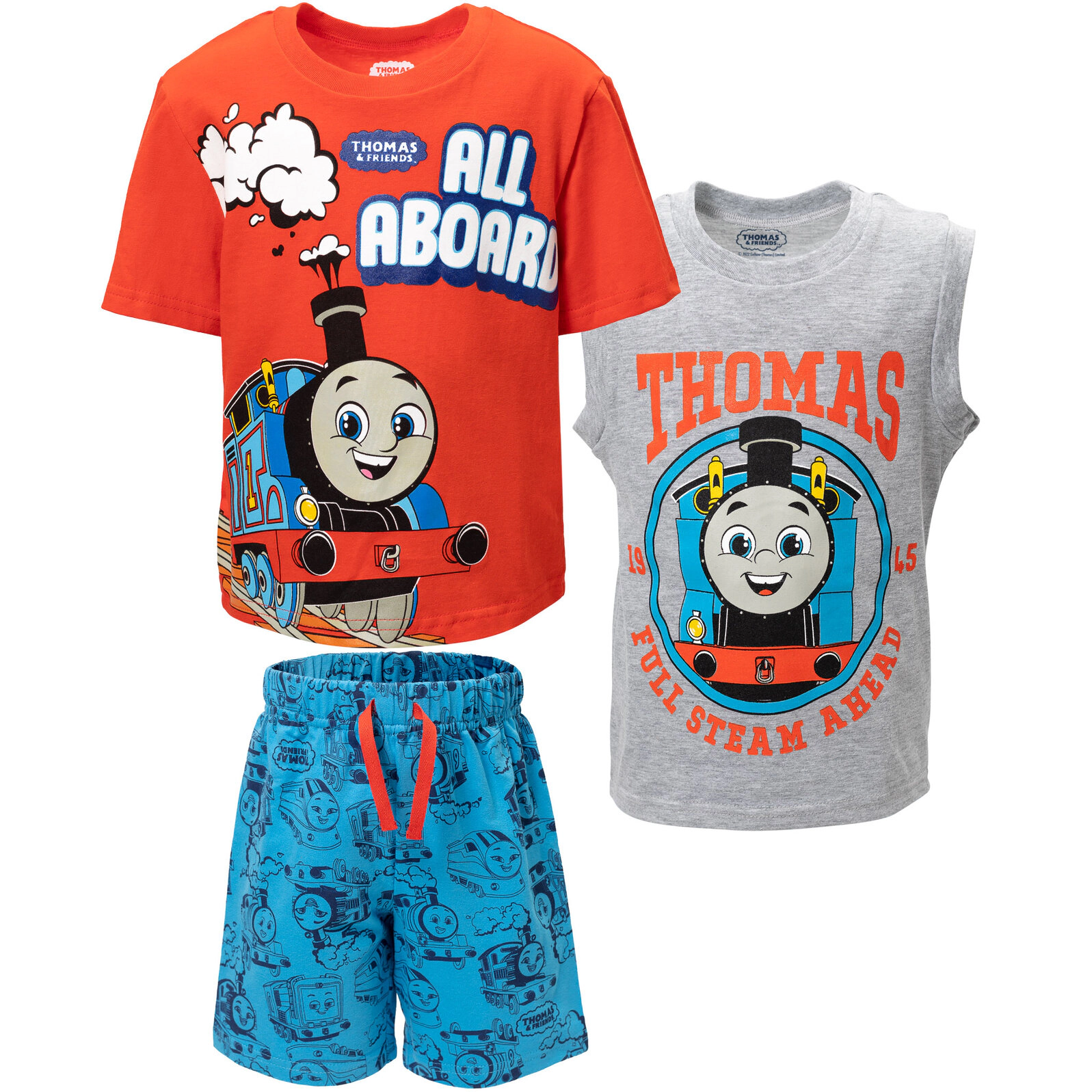 Thomas & Friends Boys' 3-Piece Tee Tank and Shorts Set